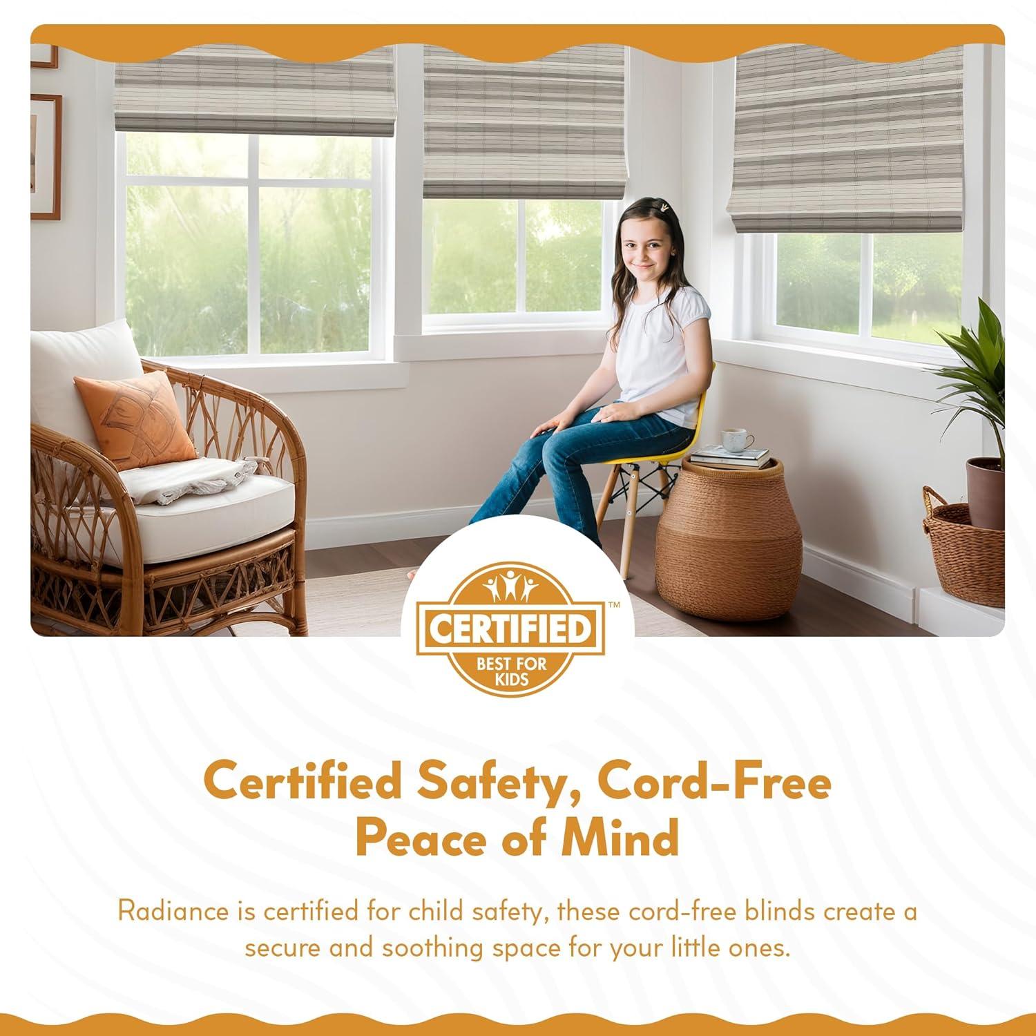Radiance Brooklyn 23-in Cordless White Distressed Bamboo Roman Shade