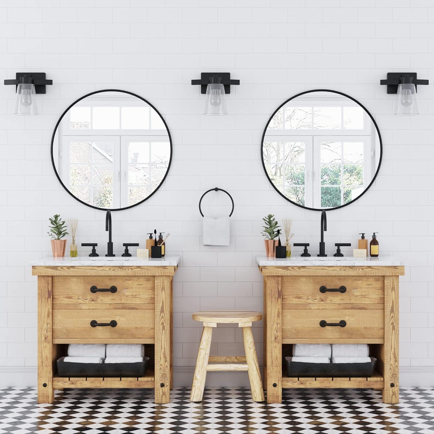 Prominence Home Fairendale 1-Light Matte Black Bathroom Vanity Light with Clear Glass Shade