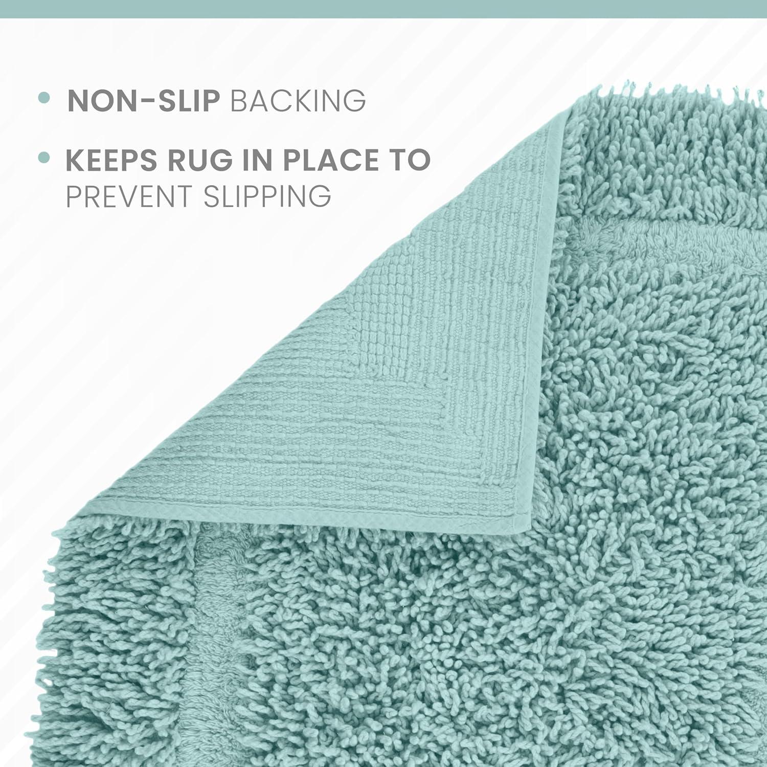 Martex 100% Cotton Bath Rug - Quick Dry - Ultra Soft & Extra Absorbent Non-Slip Bath Rug (Blue)