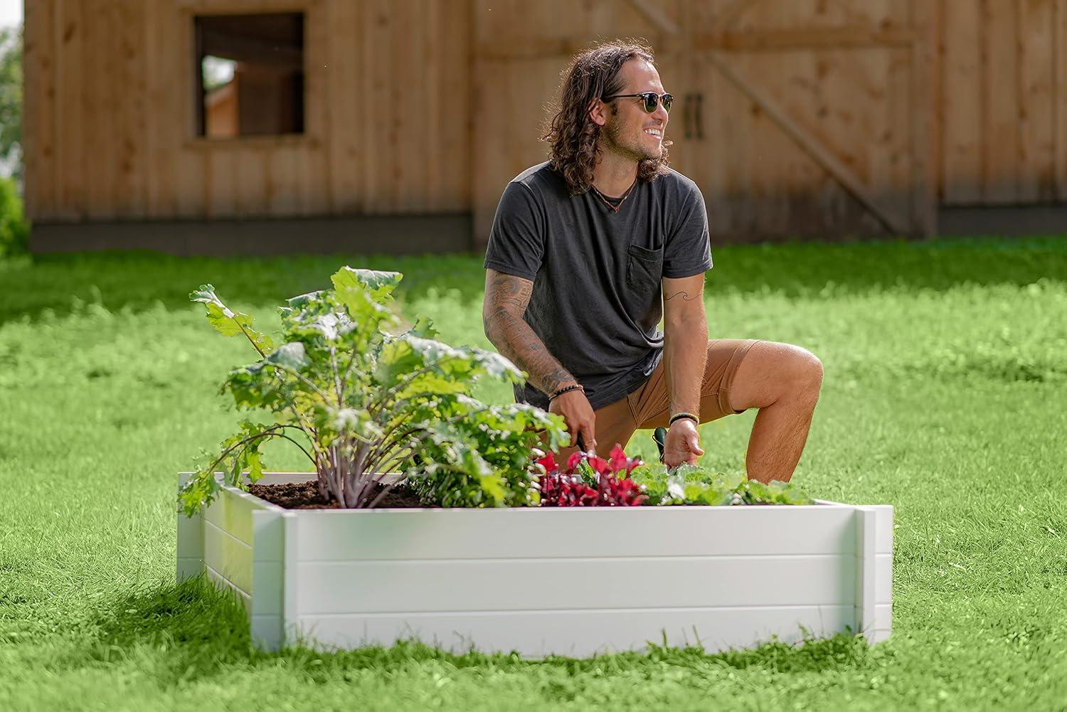 Classic White Vinyl Raised Garden