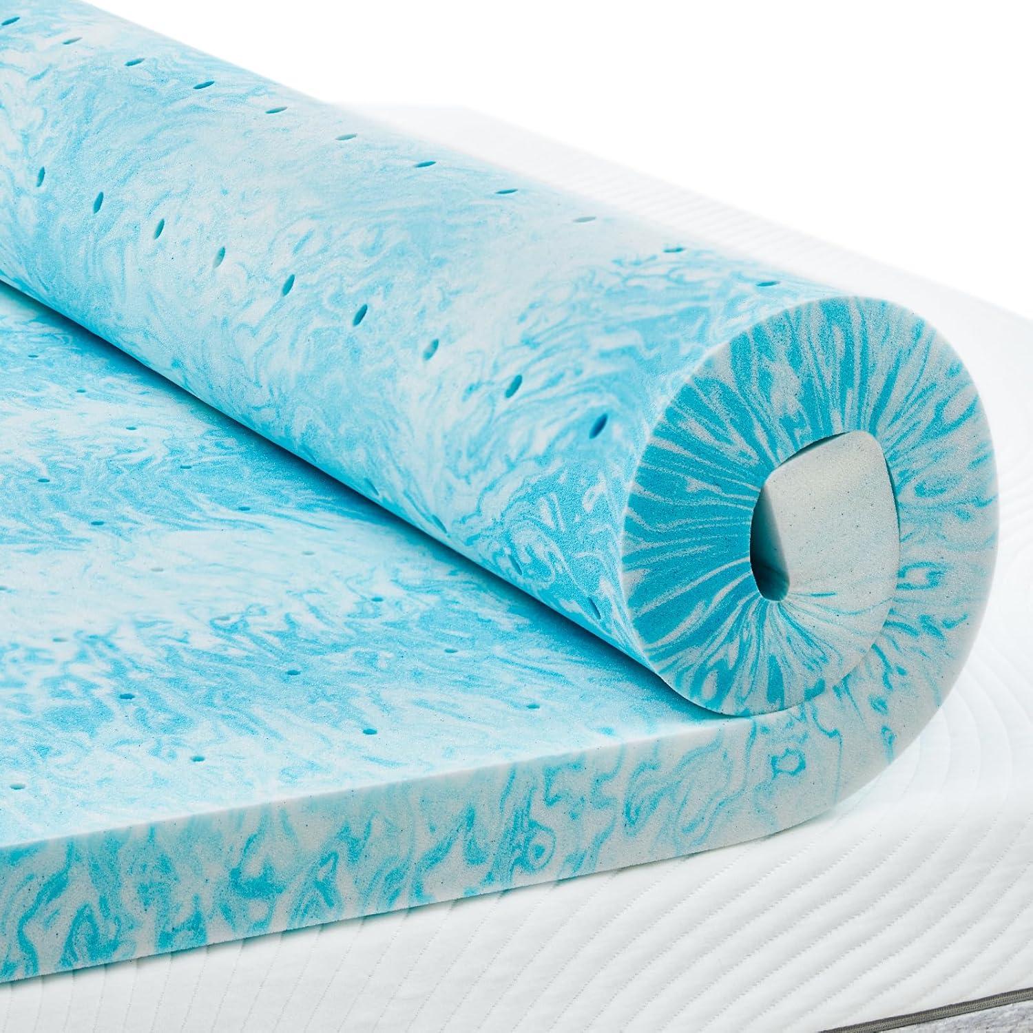 Bestier 4" Ventilated Liquid Gel Memory Foam Cooling Mattress Topper—Queen