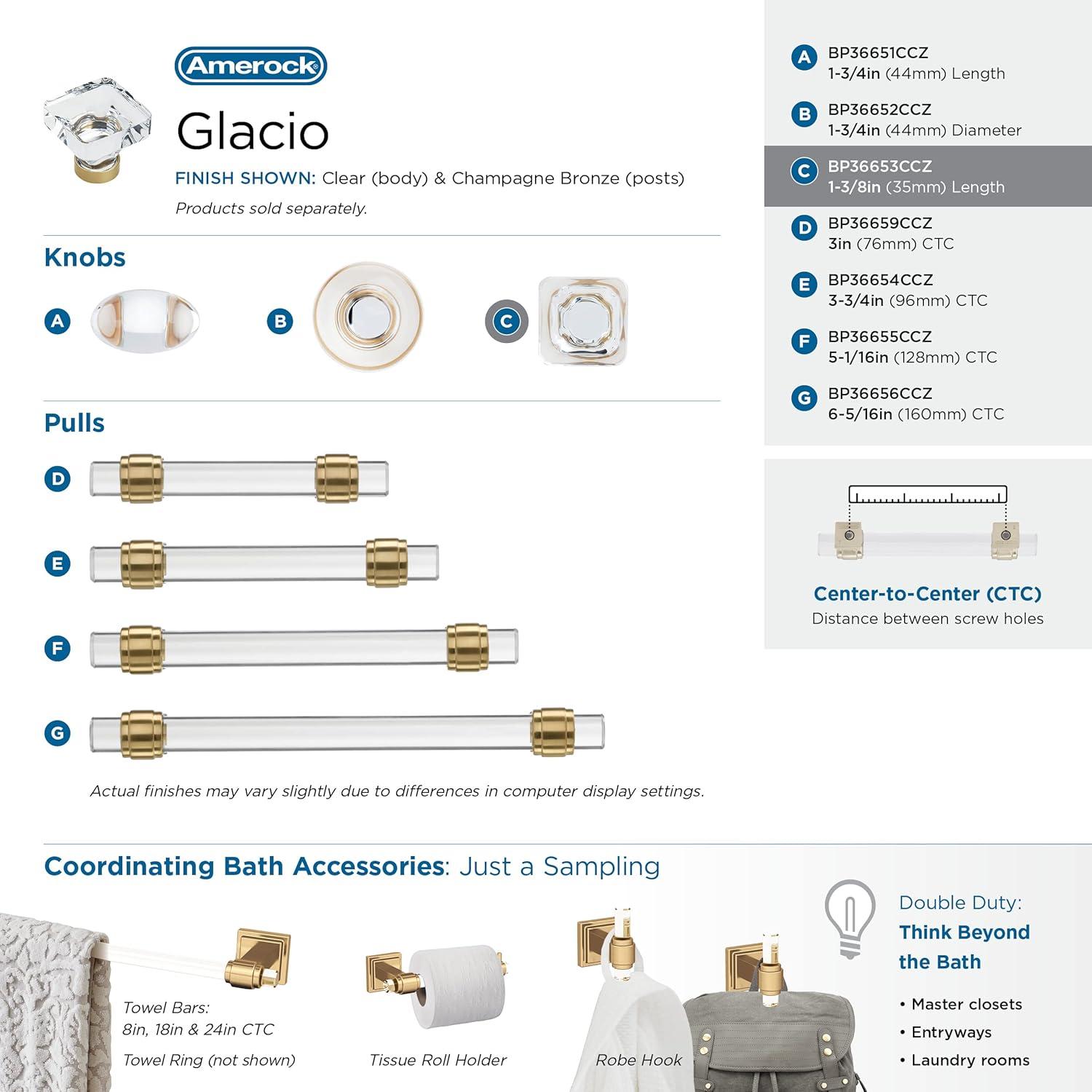 Glacio 1 3/8" Length Square Knob