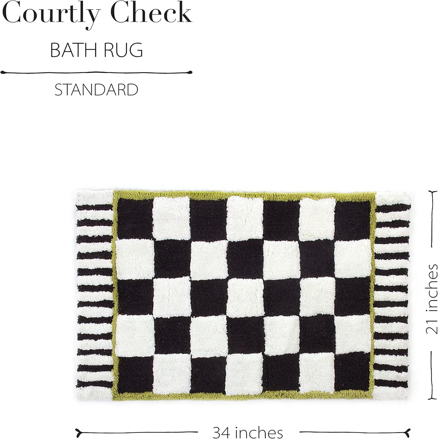 Courtly Check 21" x 34" Cotton Handmade Modern Bath Rug