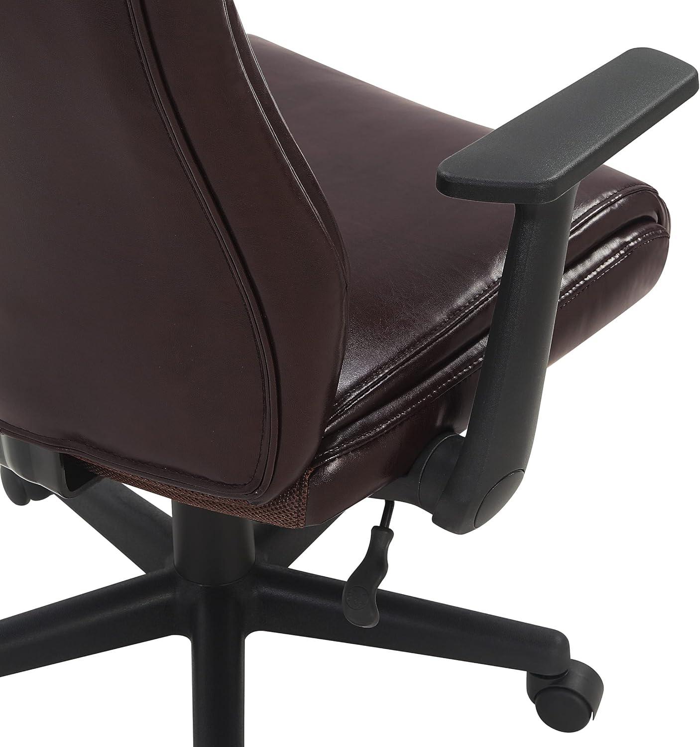 Mid-Back Managers Office Chair with Flip Up Arms in Chocolate Faux Leather