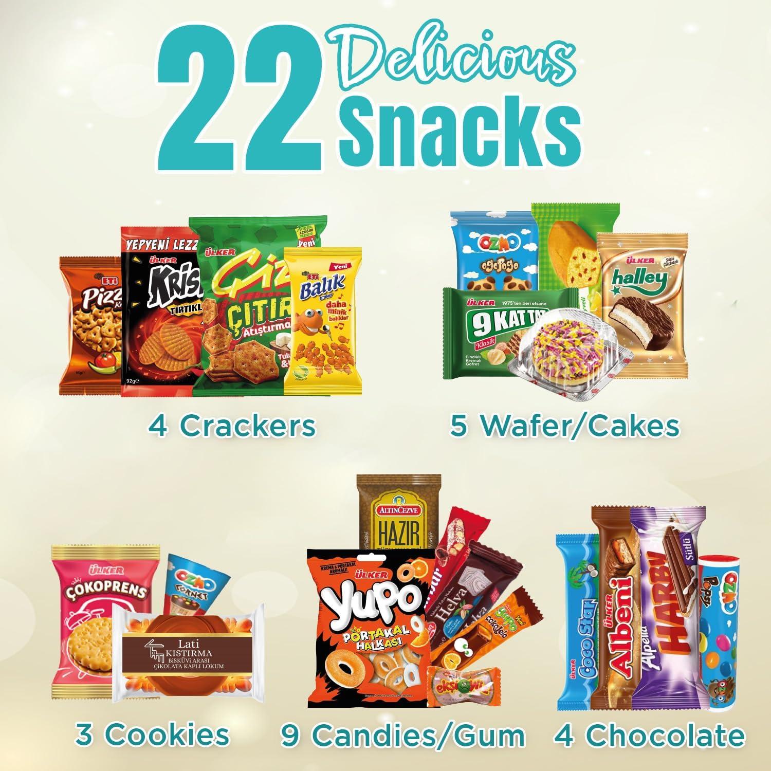 International Exotic Snack Box Variety Pack, 22 Count Premium Foreign Rare Snack Food Gifts with Suprise Item for Fun, Mystery Box of Snacks, European Snacks for Adults and Kids for Christmas Thanksgiving and More