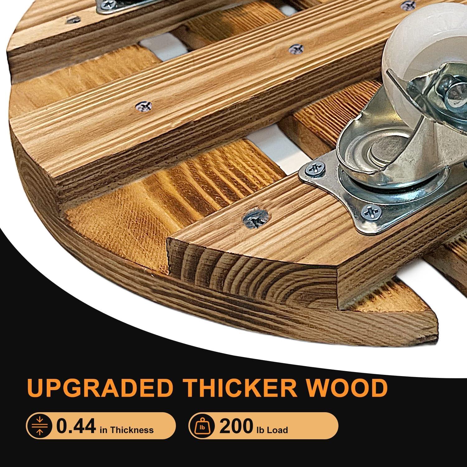 BUSATIA 2pack 12" Plant Caddy Plant Stand with Wheels,Rolling Plant Stand Heavy Duty Wooden Round Plant Dolly Rollers with 360°Metal Lockable Casters Indoor Outdoor Pot Plant Roller Base Caddies