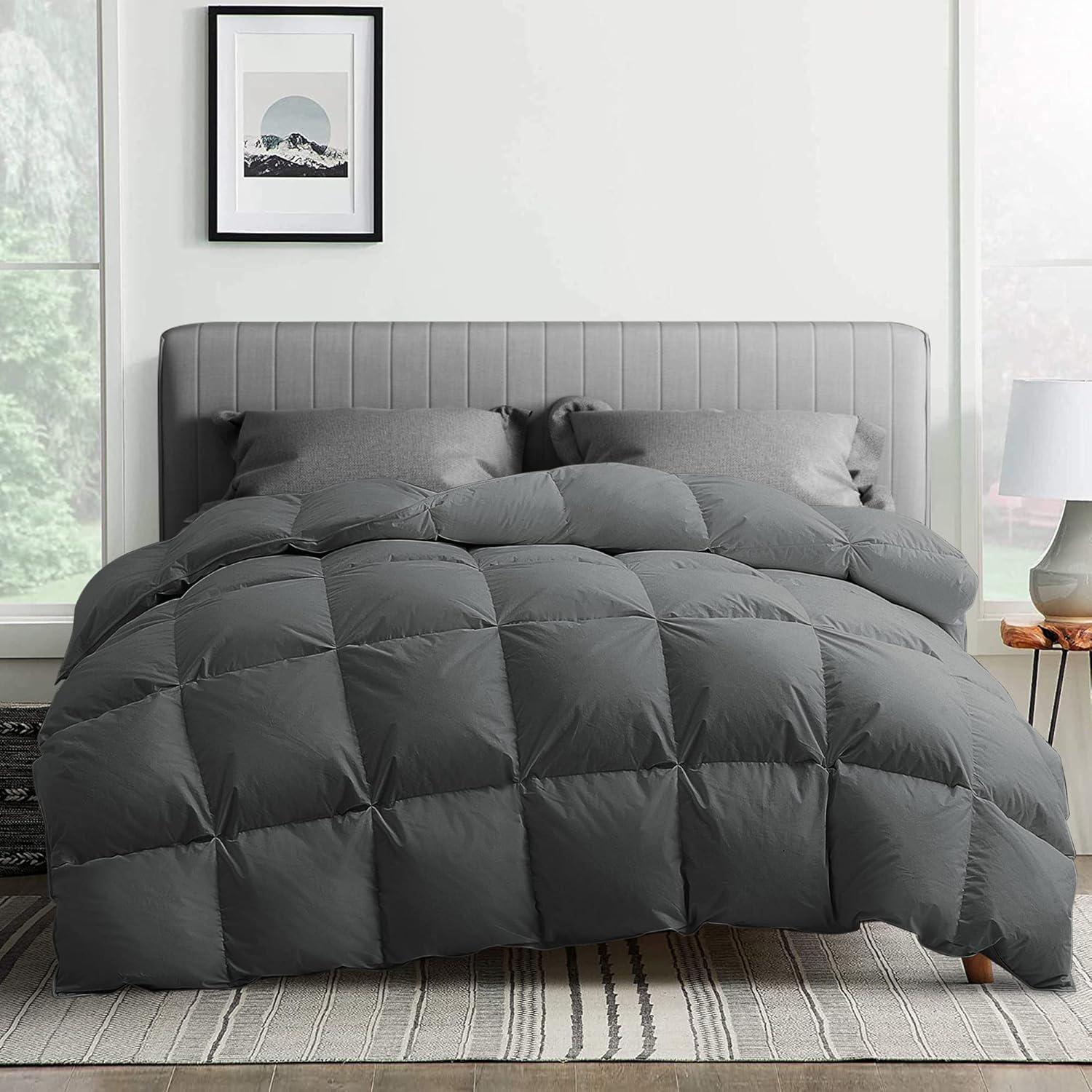 King Charcoal Gray Cotton Down Comforter