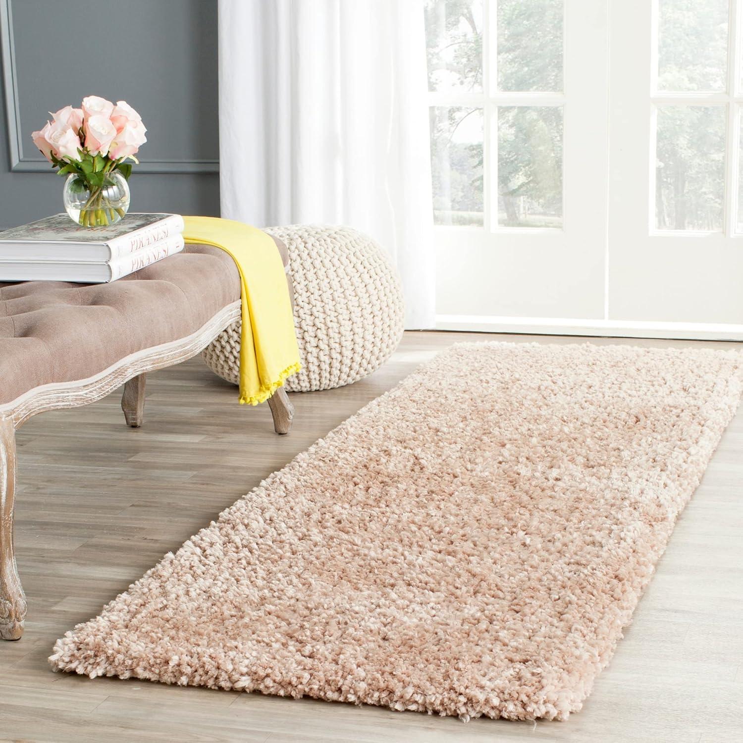 SAFAVIEH Popcorn Solid Polyester Shag Area Rug, Ivory, 3' x 5'