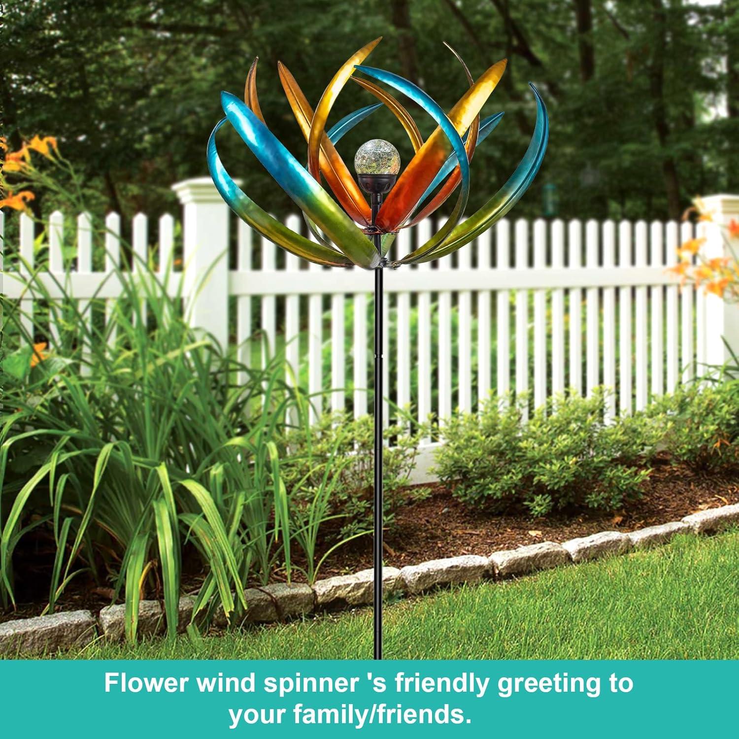 Arlmont & Co. 60.3 Inch 360° Metal Sun Wind Sculptures Outdoor Clearance Kinetic Windmills