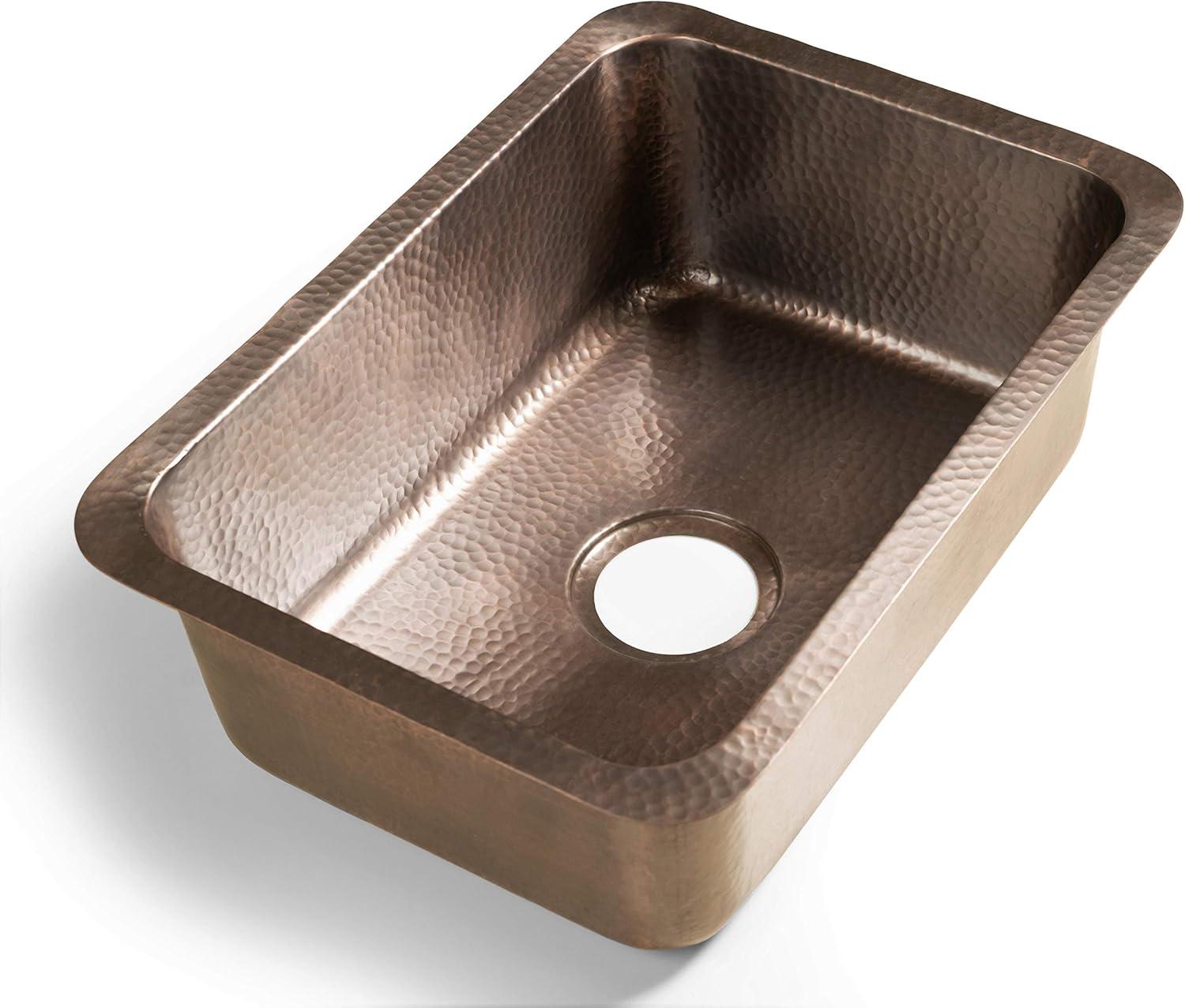 Pure Copper Hand Hammered Milan Dual Mount Single Bowl Kitchen Sink 21"