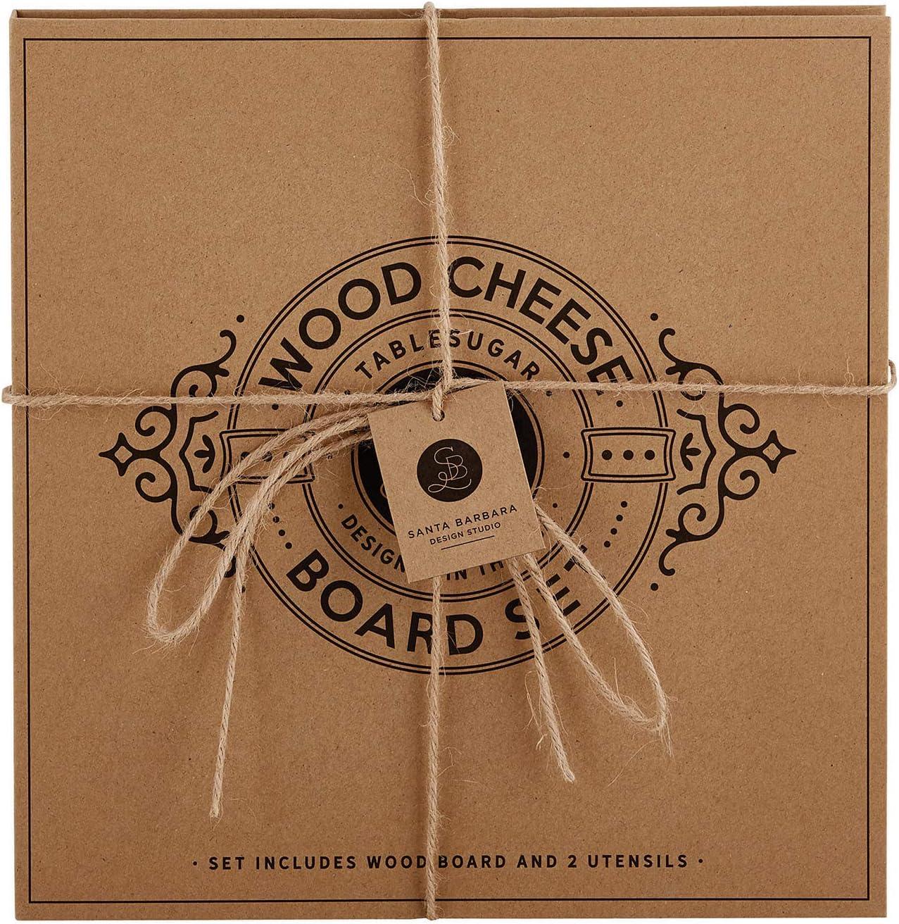 Santa Barbara Design Studio Gift Set Kitchen Essentials TableSugar Kraft Cardboard Book Gift Box, 3-Pieces, Wood Cheese Board Kit