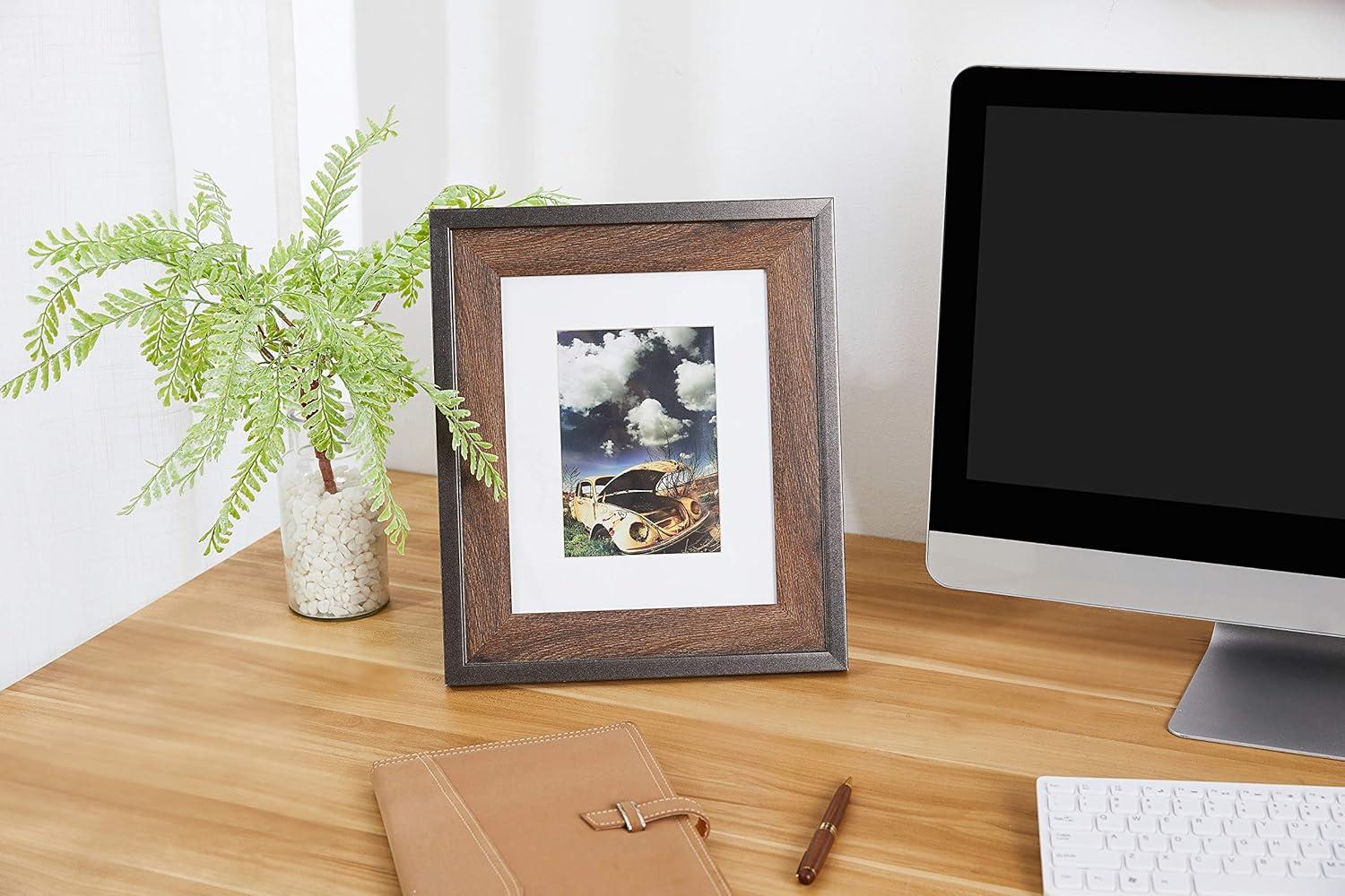 Classic Black and Walnut Wood 8x10 Tabletop Wall Frame