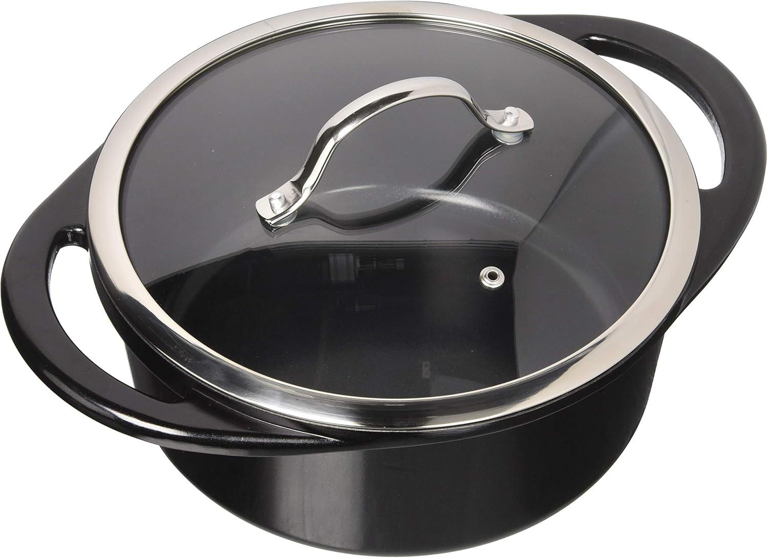 Corvex 5-Qt Black Nonstick Stock Pot with Glass Lid