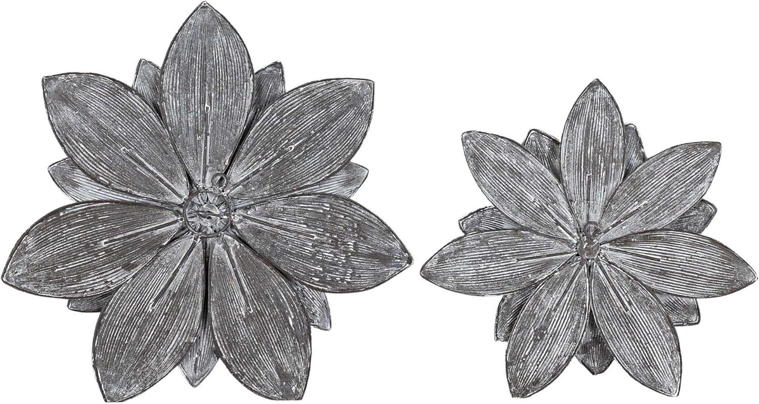 Set of 2 Wall Flowers Brown Metal by Foreside Home & Garden