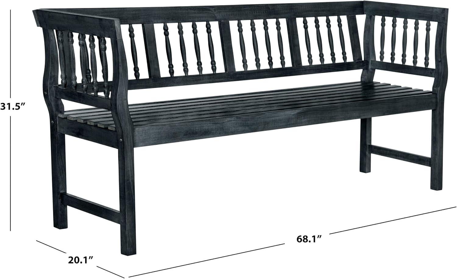 Brentwood Gray and Beige Acacia Wood Outdoor Bench