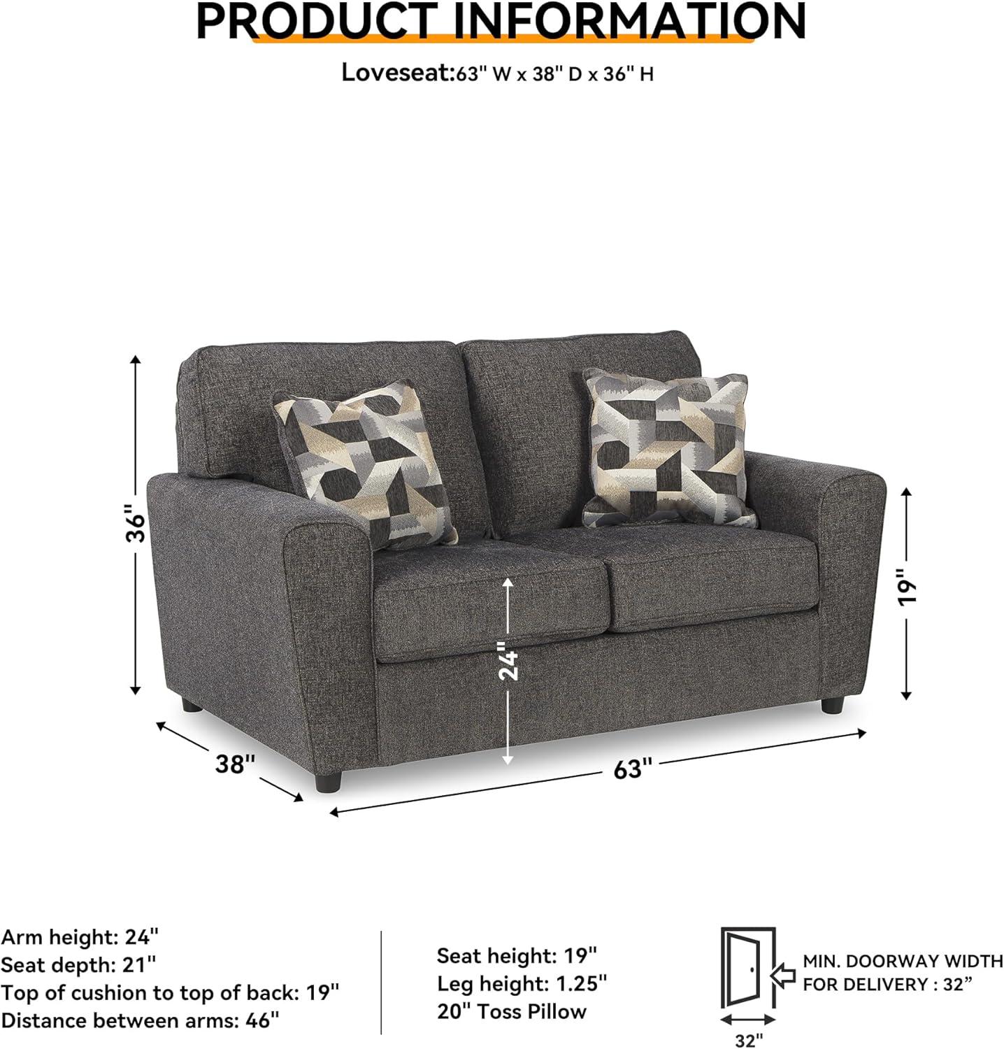 Signature Design by Ashley Cascilla Contemporary Fabric & Wood Loveseat in Gray