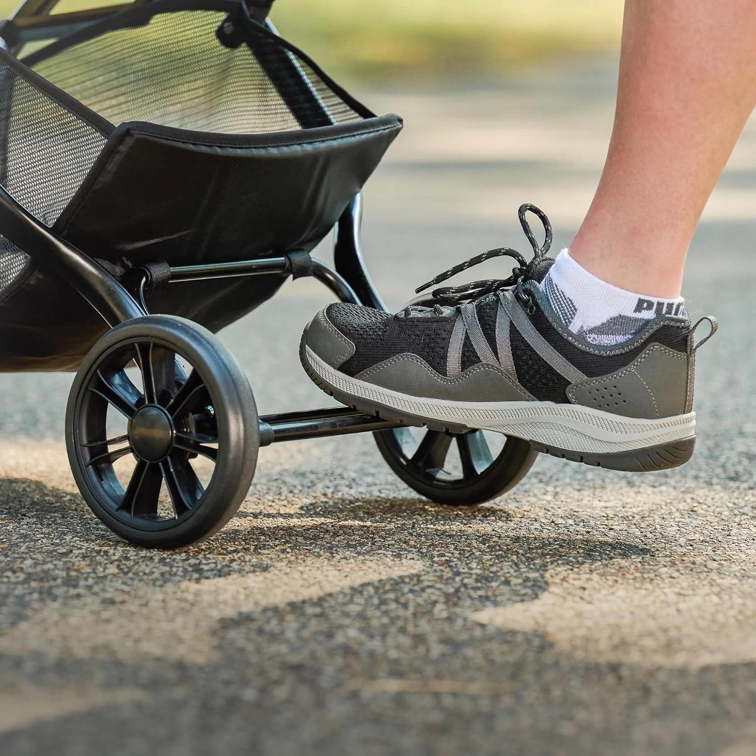 Carlson Pet Stroller, Includes 360 Degree Front Wheel Swivel, Rear Wheel Breaks, Reflective Trim, Mesh Panels, Umbrella, Mesh Canopy, Folds Easily to a Fraction of its Size, Black, Pets up to 30 lbs