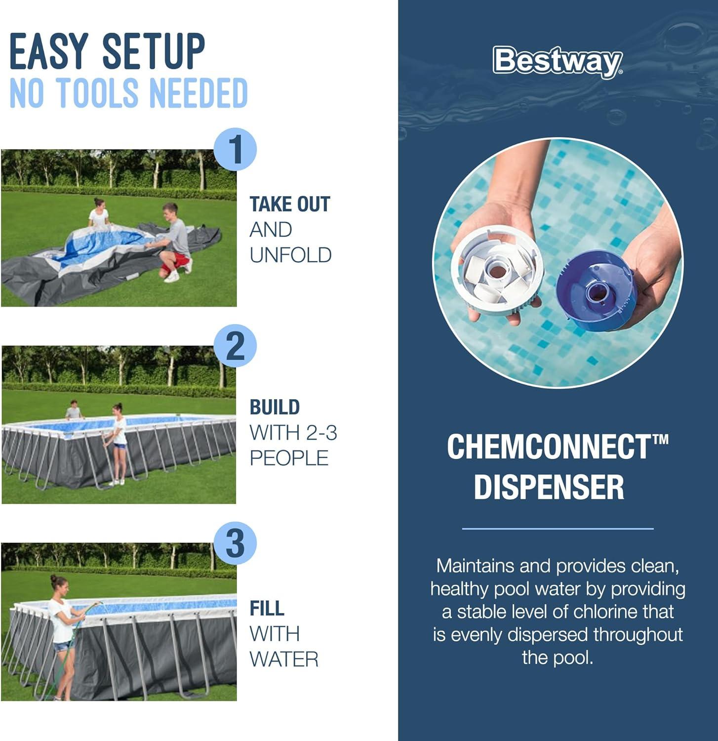 Bestway Power Steel 18' x 9' x 48" Rectangular Above Ground Pool Set