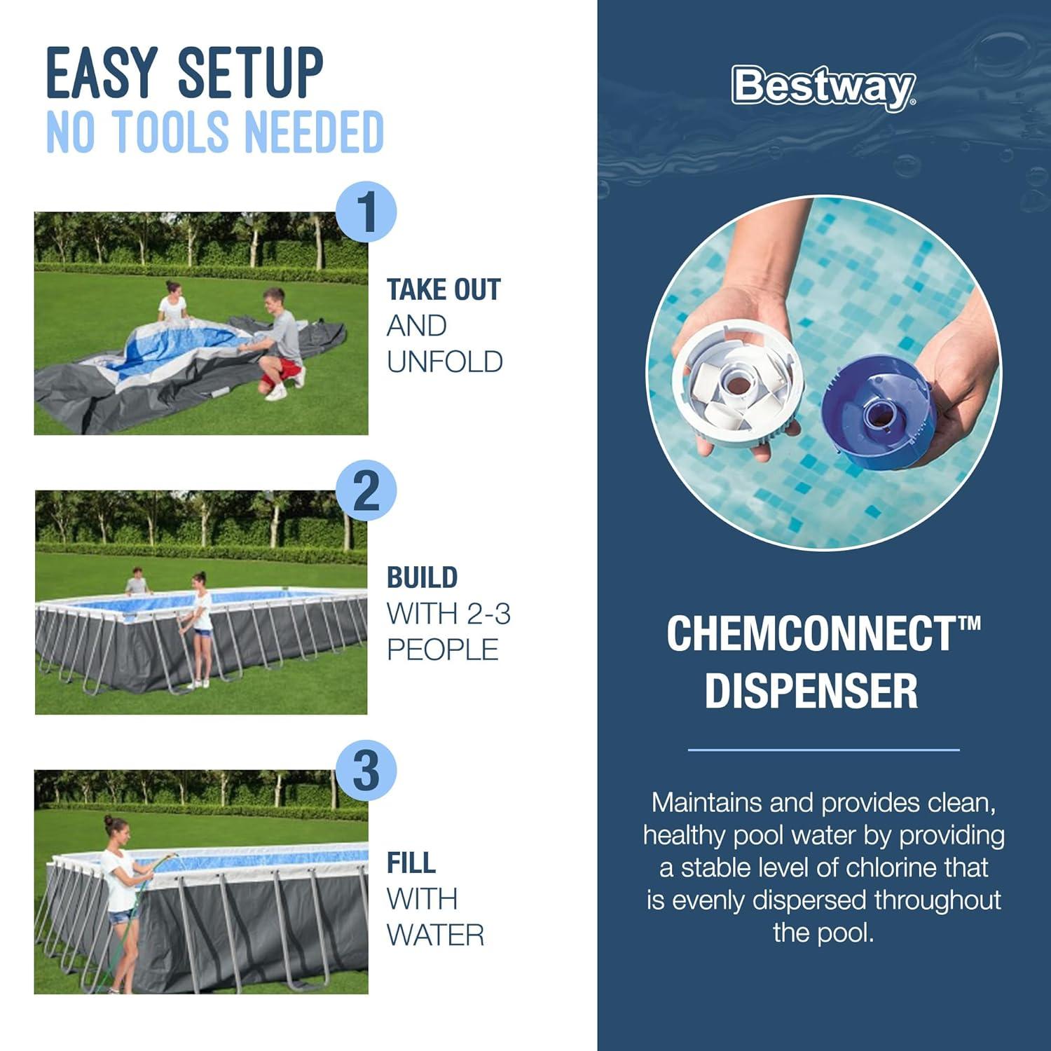 Bestway Power Steel 18' x 9' x 48" Rectangular Above Ground Pool Set