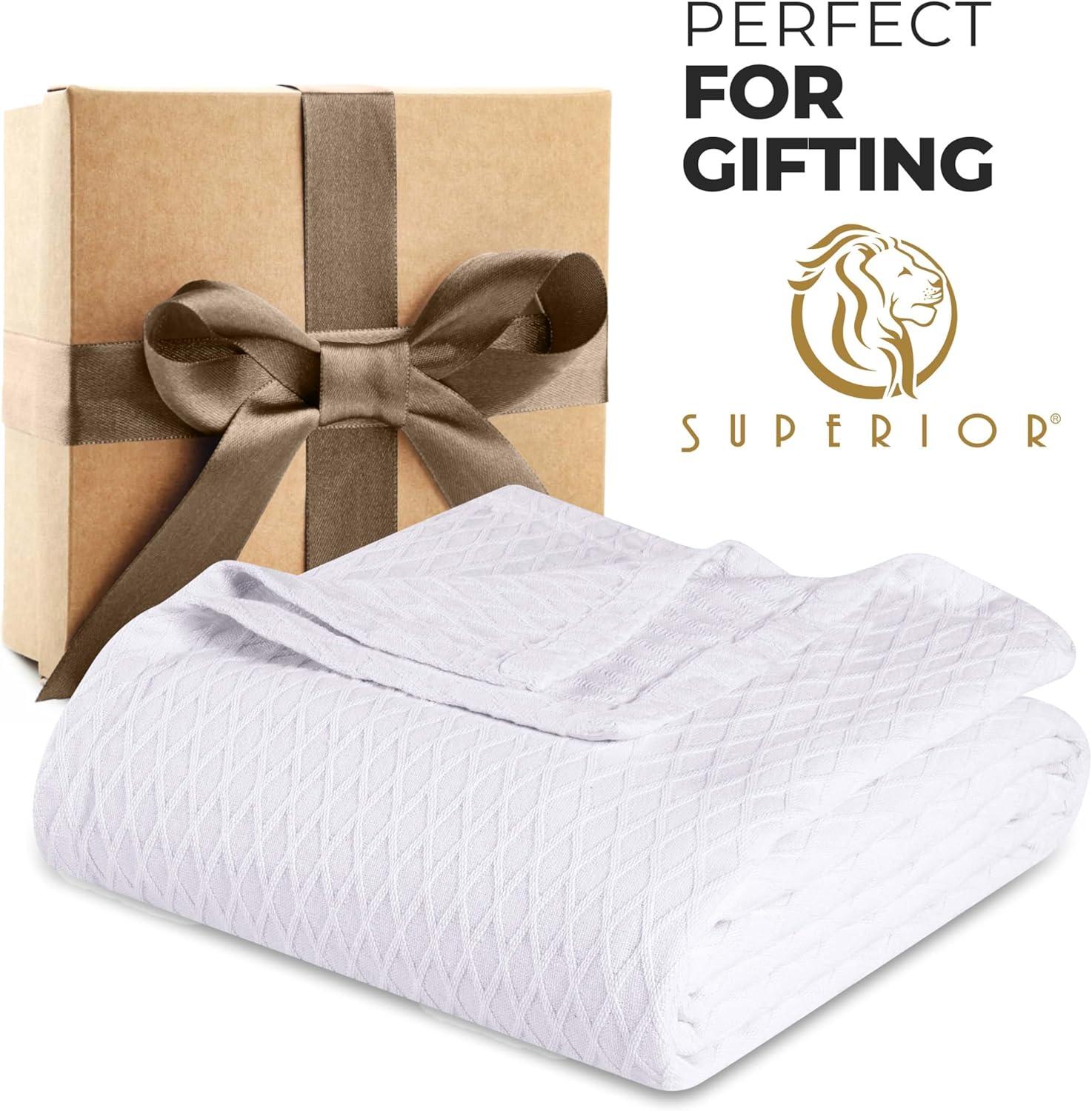 Superior Diamond Weave All-Season Bedding Cotton Throw Layering Blanket