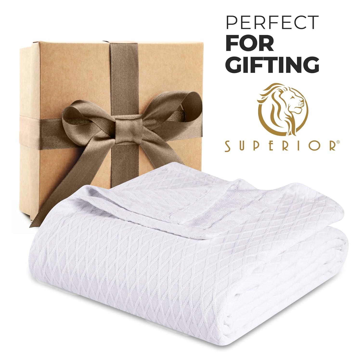 Superior Diamond Weave All-Season Bedding Cotton Throw Layering Blanket