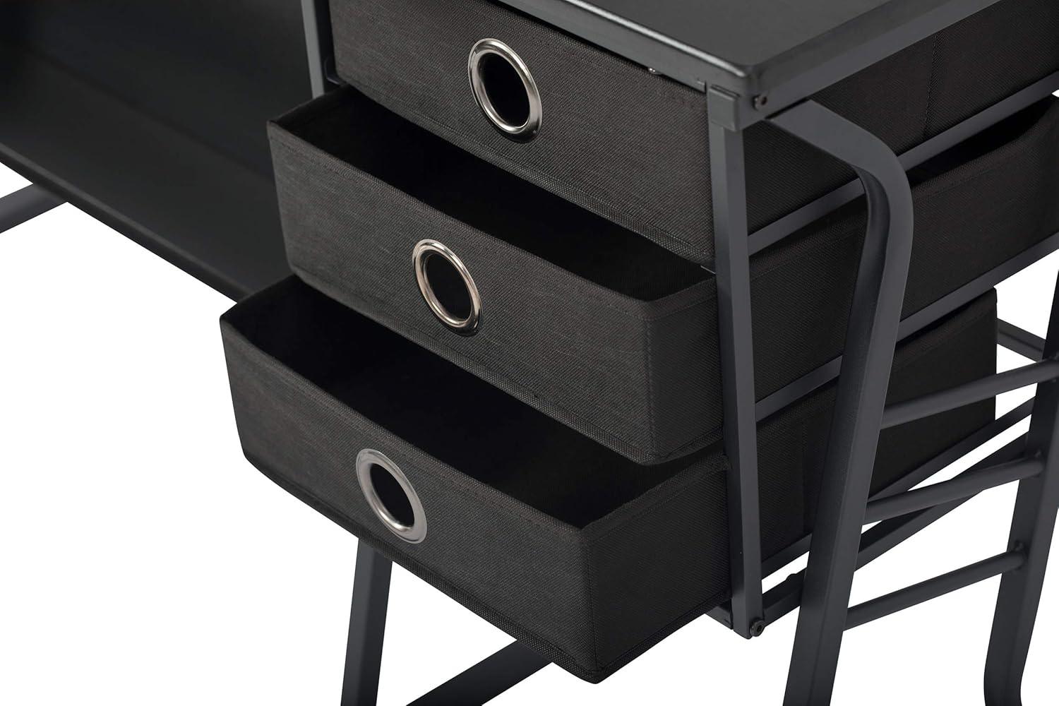 Eclipse 50" Black Matte Steel Adjustable Craft Desk with Storage