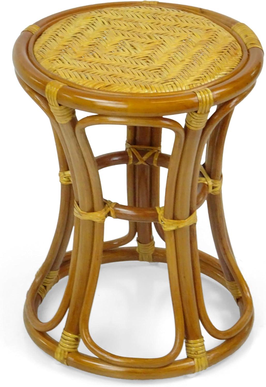 SK New Interiors Breeze ECO Natural Rattan Wicker Stool Plant Stand Handmade Design, Colonial