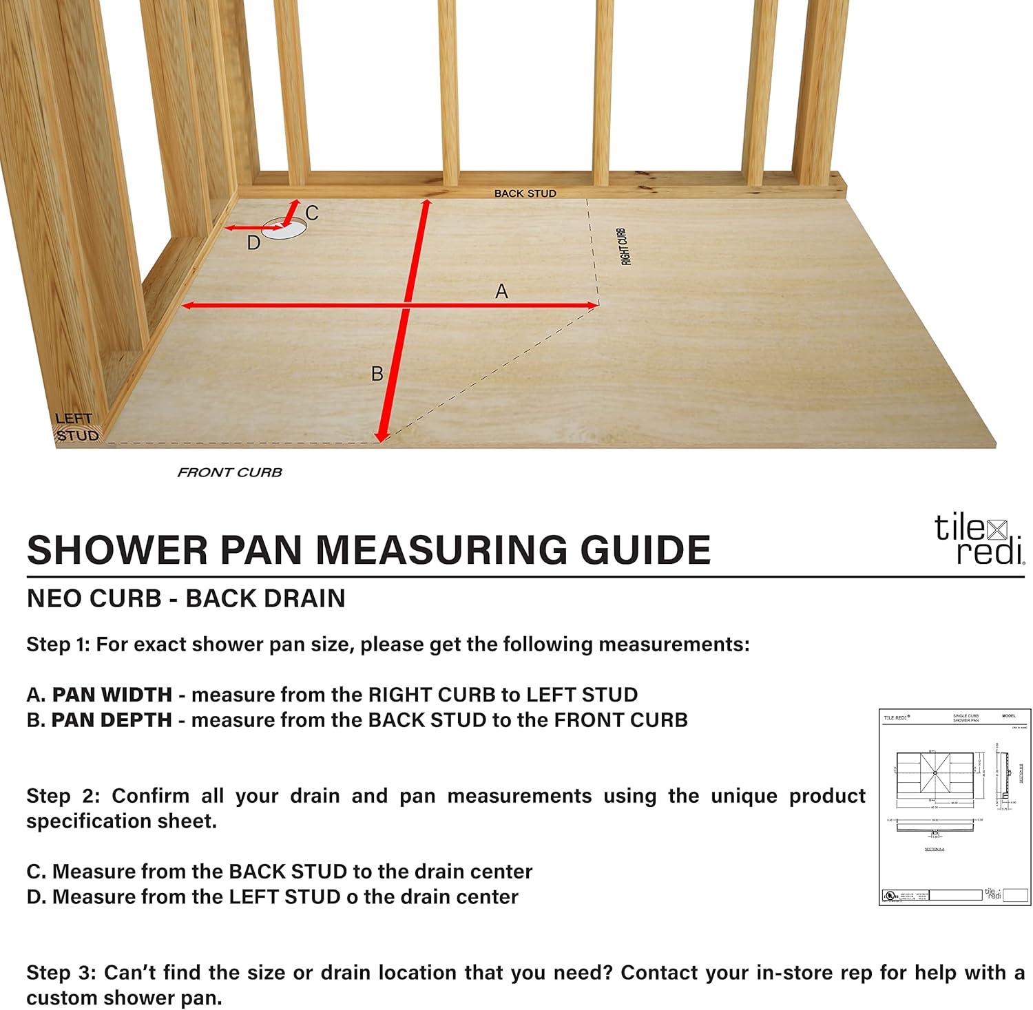 Tile Redi P36neo-Pvc Redi Neo 36" X 36" Neo-Angle Shower Base - Chrome