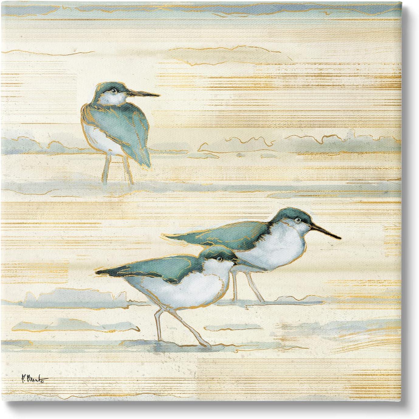 Stupell Industries " Oceanside Sandpipers Beach Birds " Painting Print