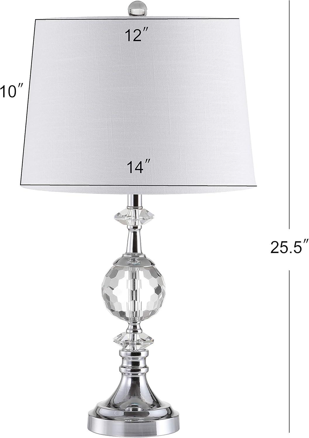 Channing 25.5" Crystal and Chrome LED Table Lamp with Linen Shade