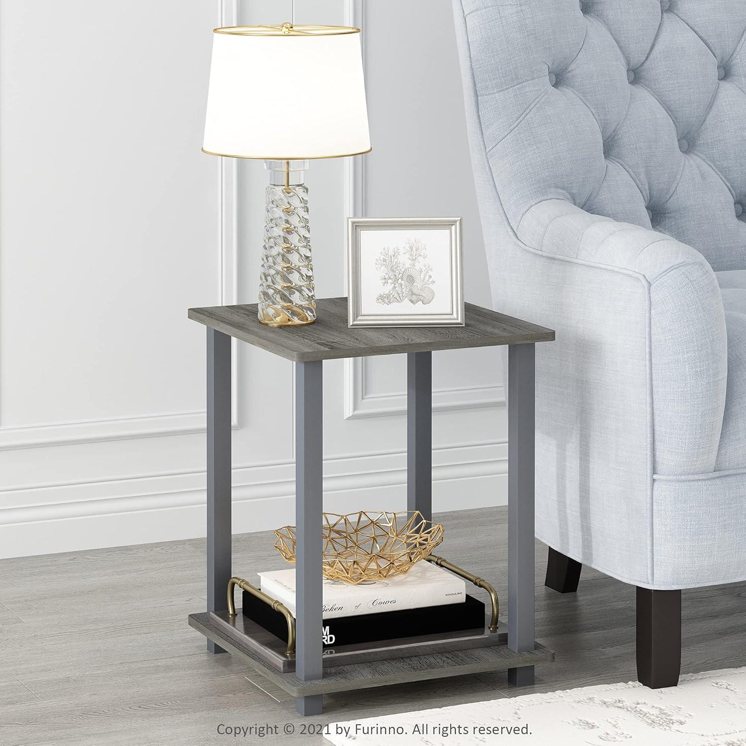 Simplistic End Table, French Oak Grey - 19.6 x 15.6 x 15.6 in. - Set of 2