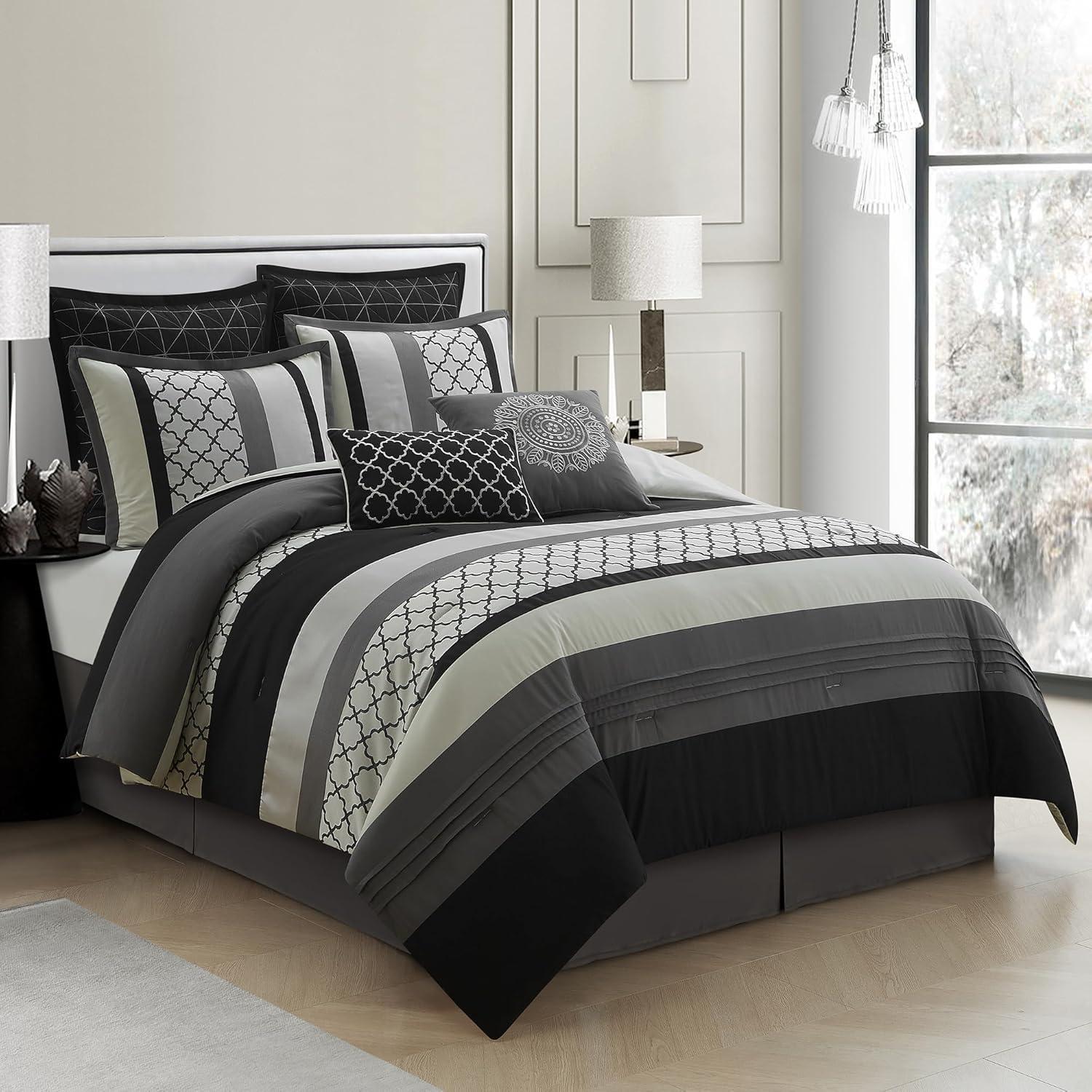 Nanshing America, Inc Avalon Microfiber Modern & Contemporary 8 Piece Comforter Set