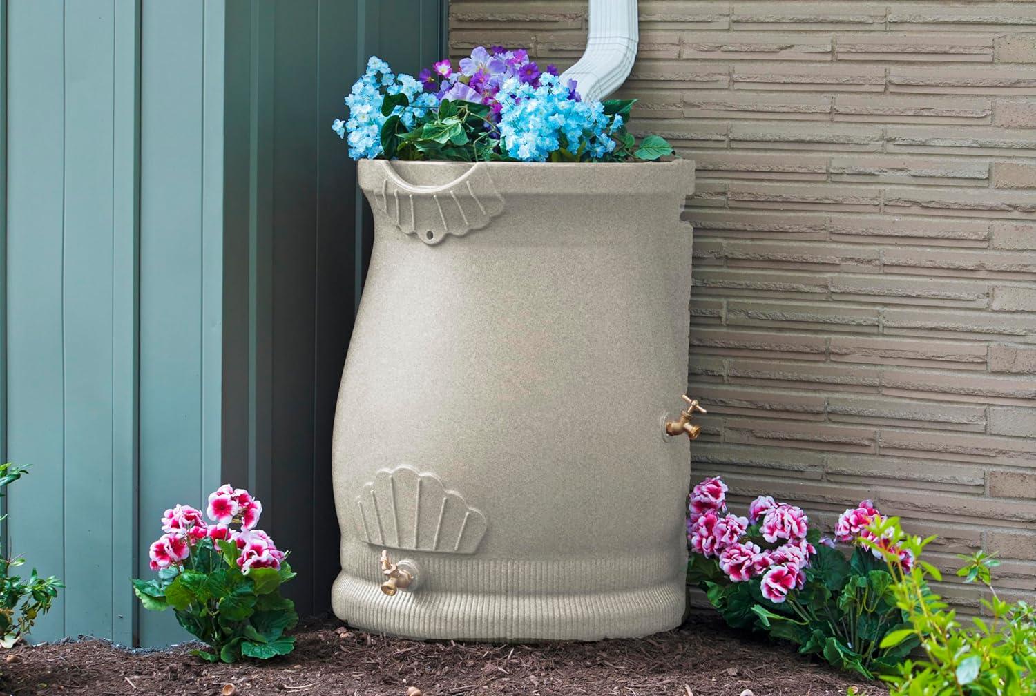 Good Ideas Good Ideas 50 Gallons Plastic Drainable Dual Overflow Planter Rain Barrel