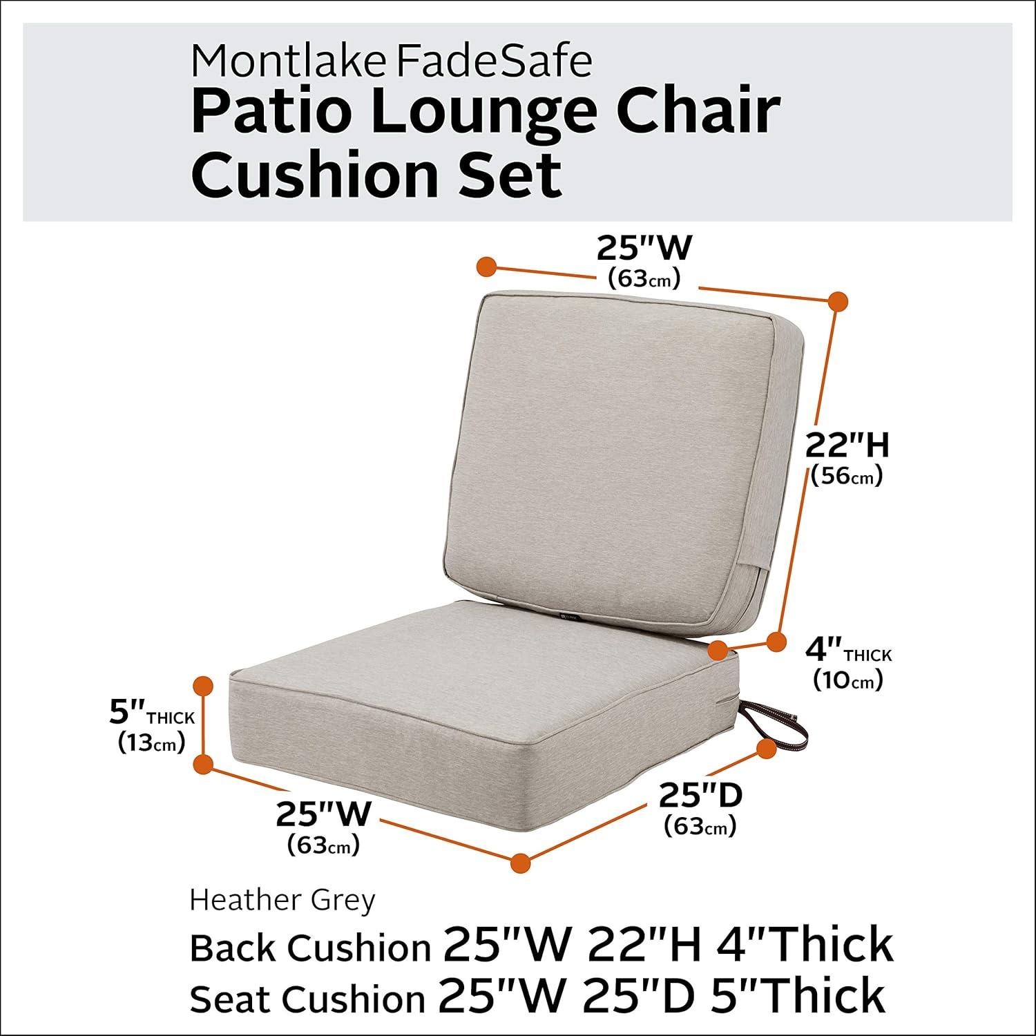 Montlake FadeSafe Water-Resistant Patio Lounge Chair Cushion Set - Classic Accessories