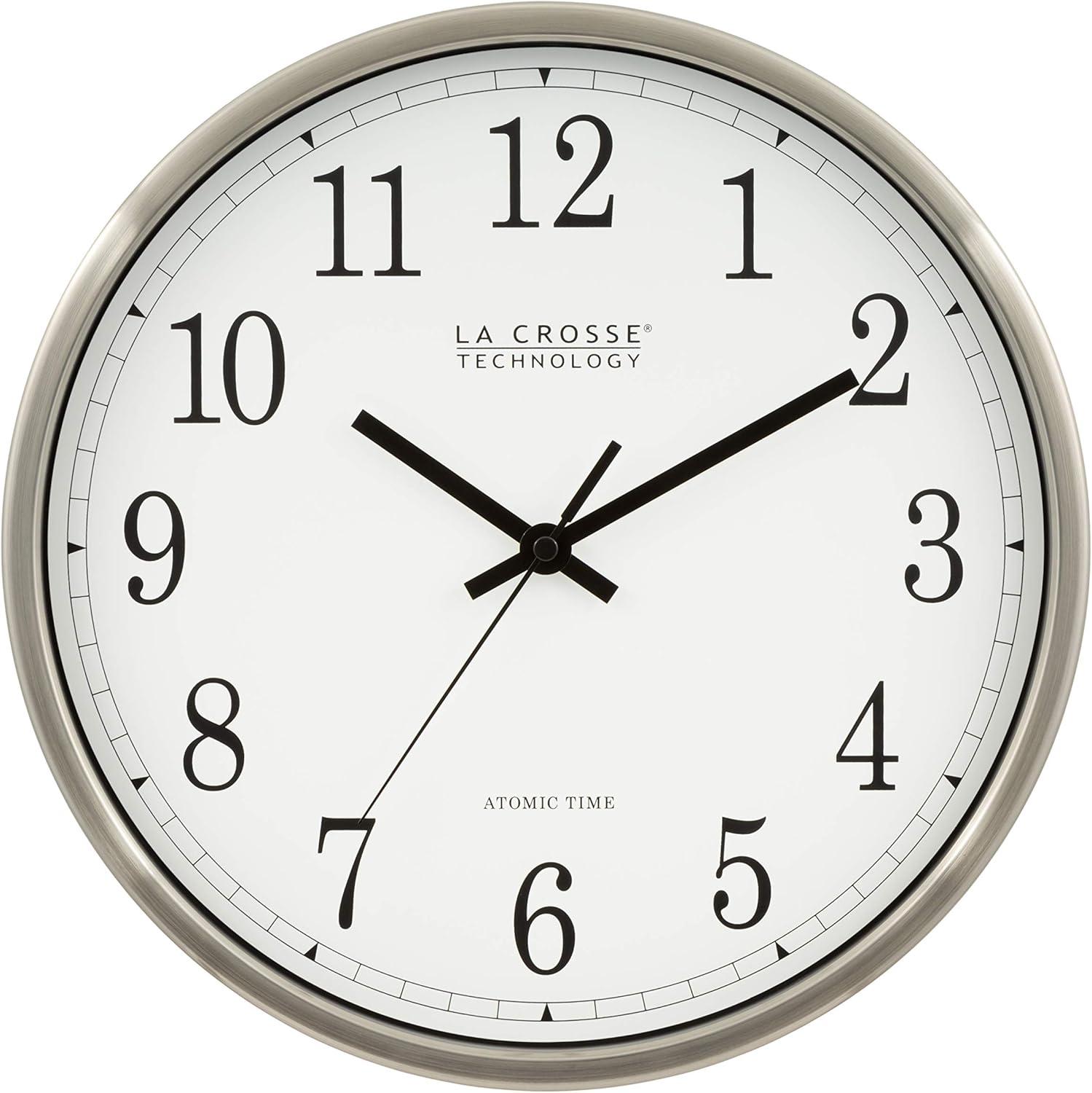 12" White and Aluminum Atomic Wall Clock