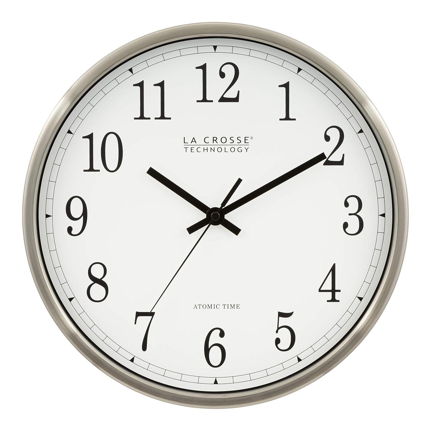 LA CROSSE TECHNOLOGY WT-3126B 12" Stainless Steel Atomic Wall Clock