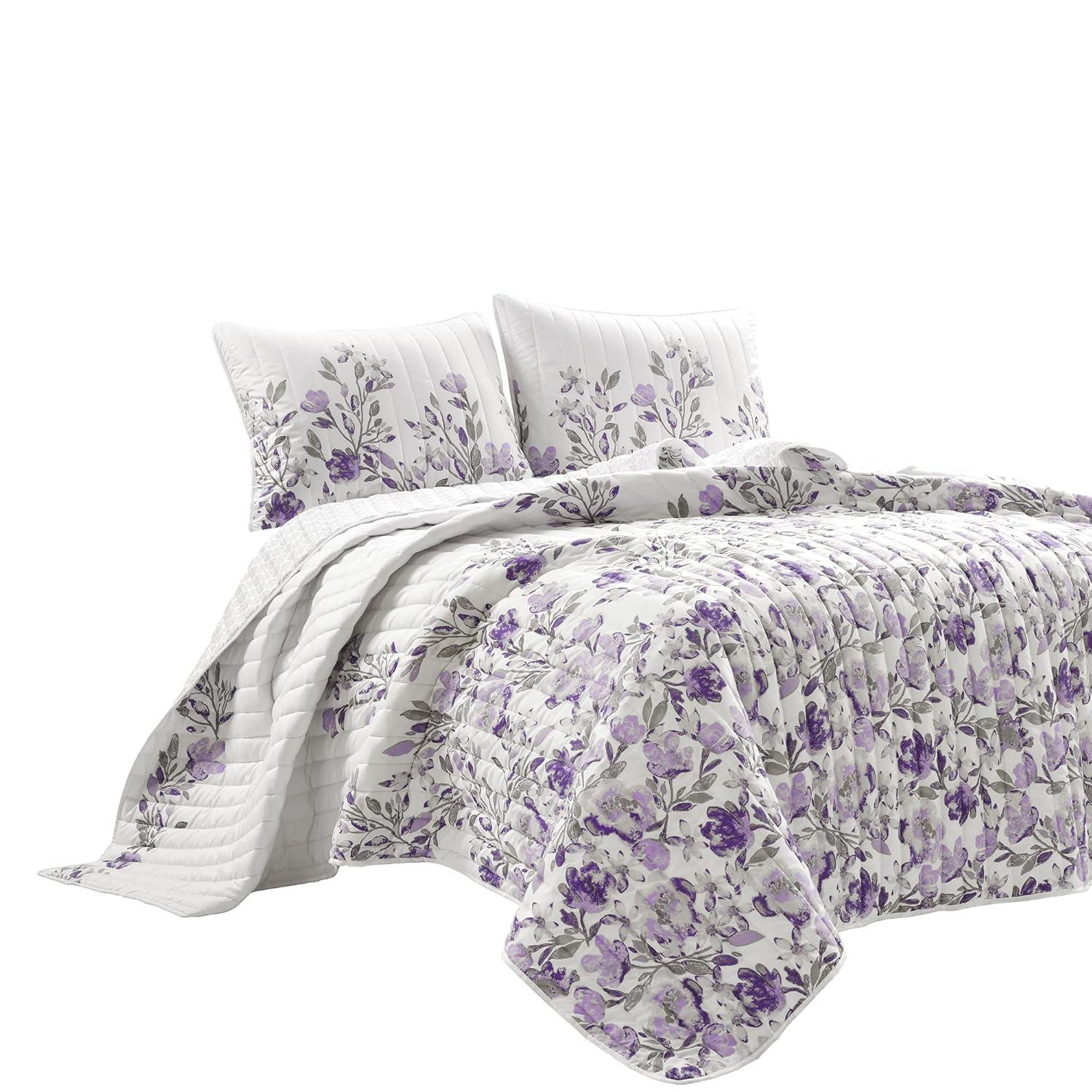 Home Boutique Tanisha Quilt Gray/Purple 5Pc Set King