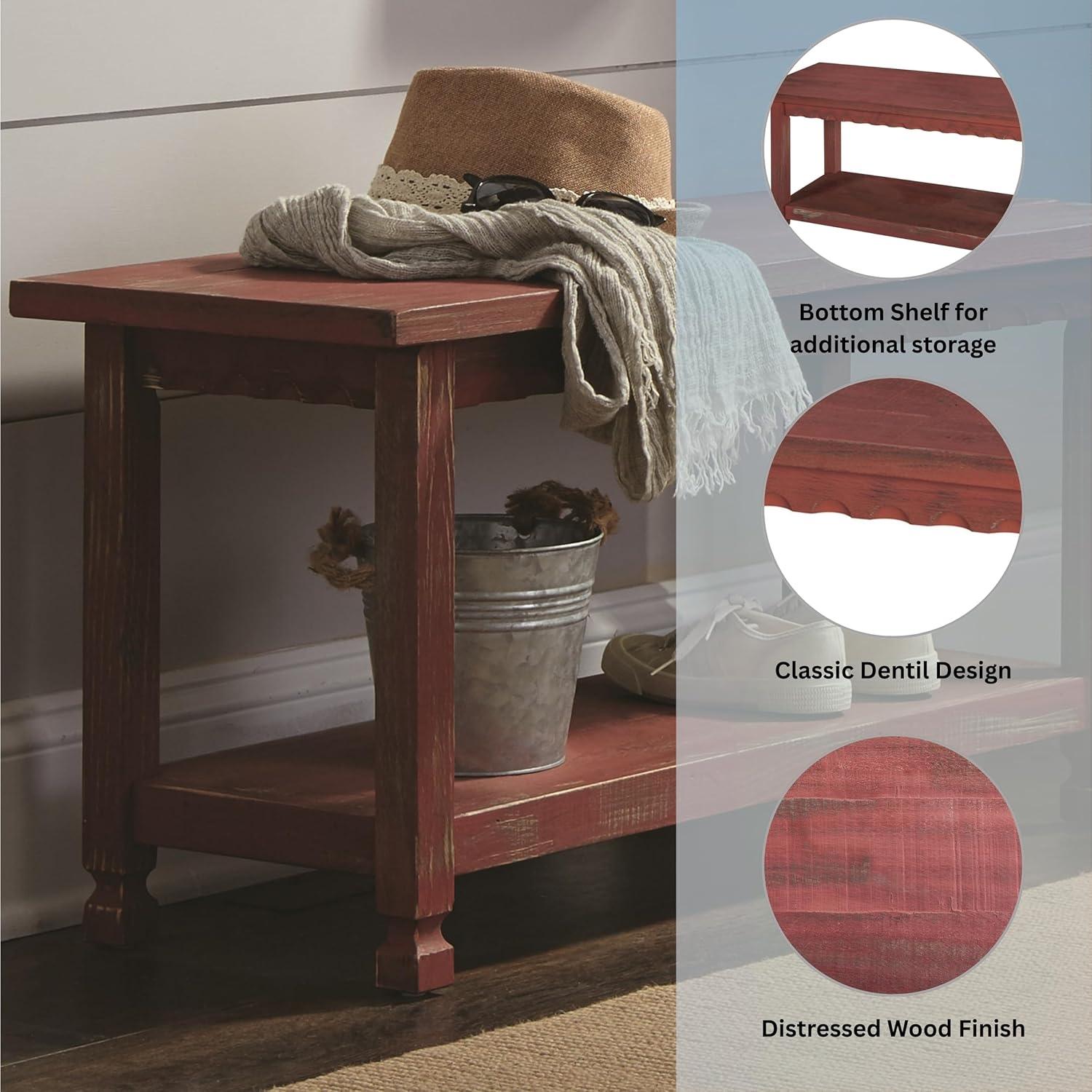 Country Cottage Bench, Red Antique