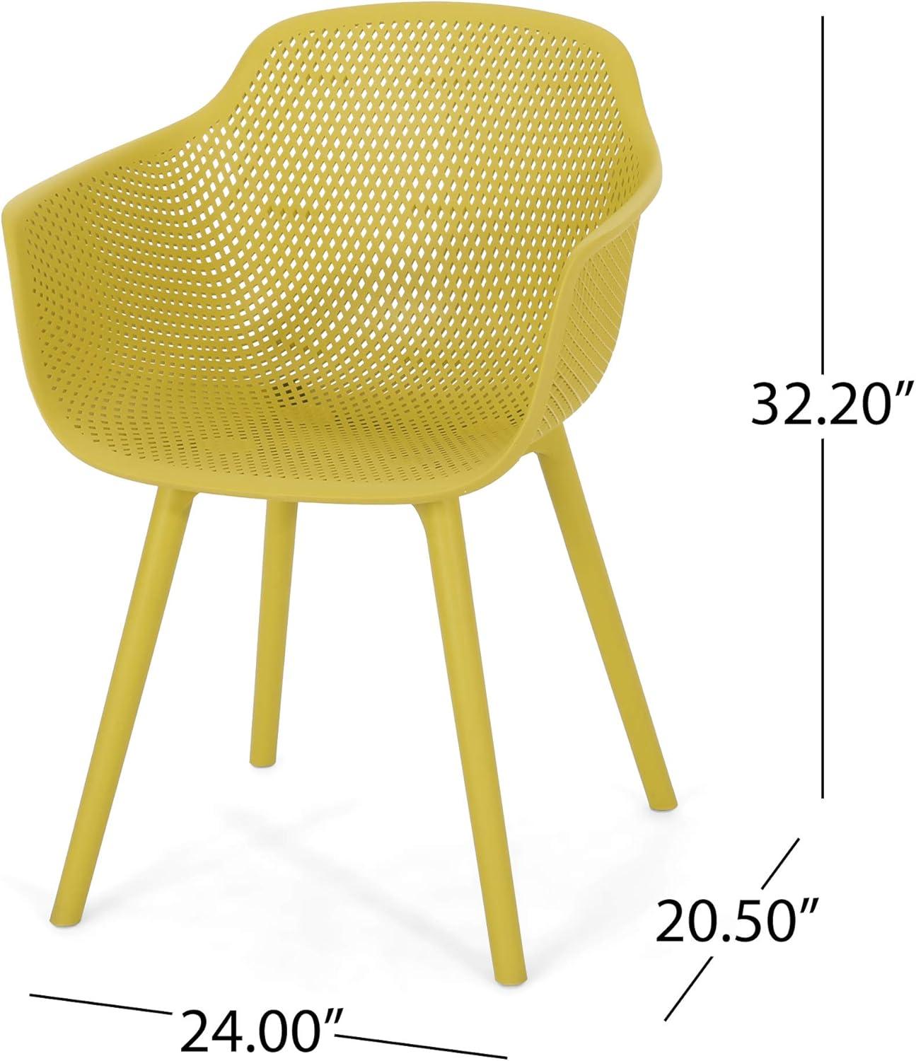 Yellow Polypropylene Outdoor Dining Chairs Set of 2