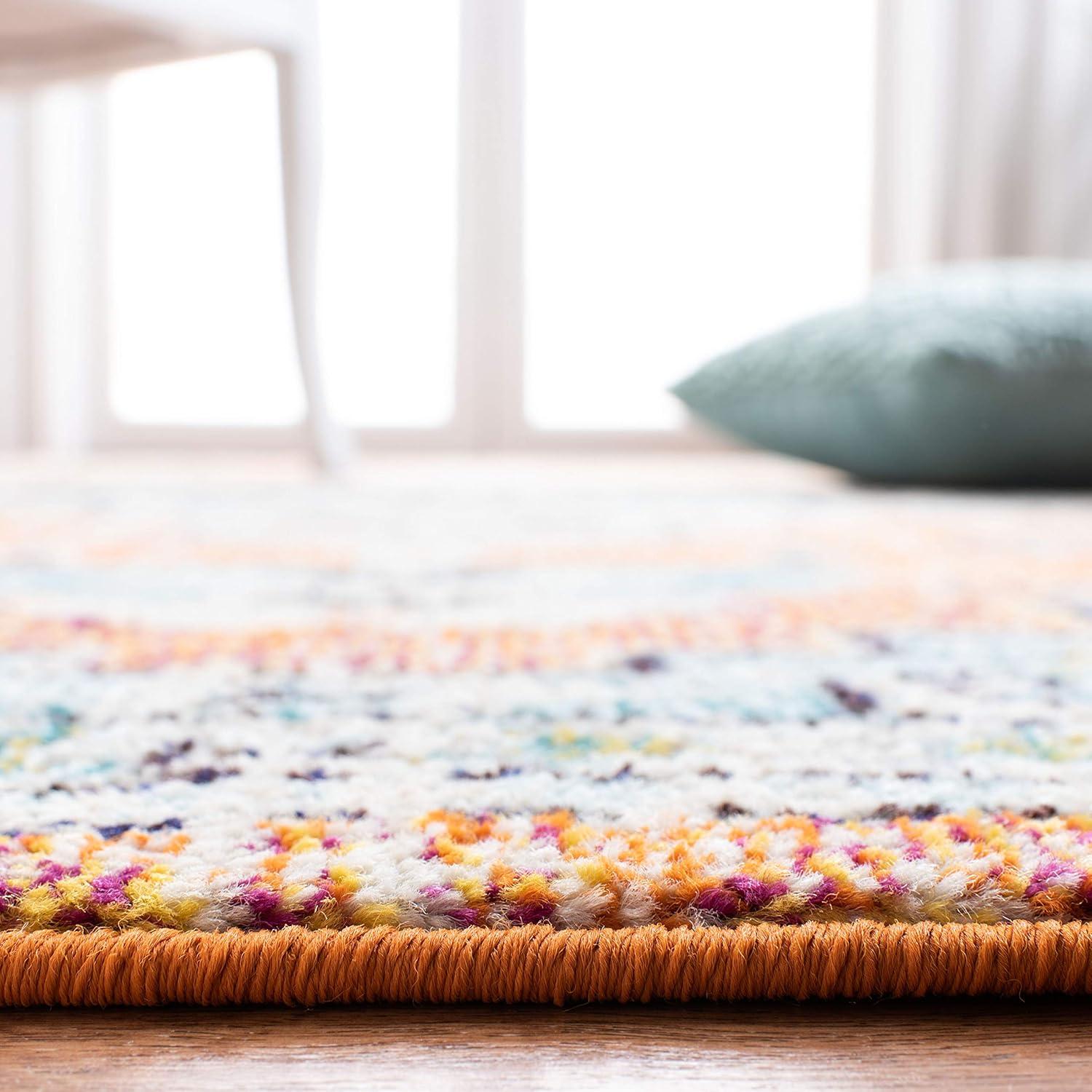 Madison MAD473 Power Loomed Indoor Area Rug - Orange/Teal - 5'3"x7'6" - Safavieh