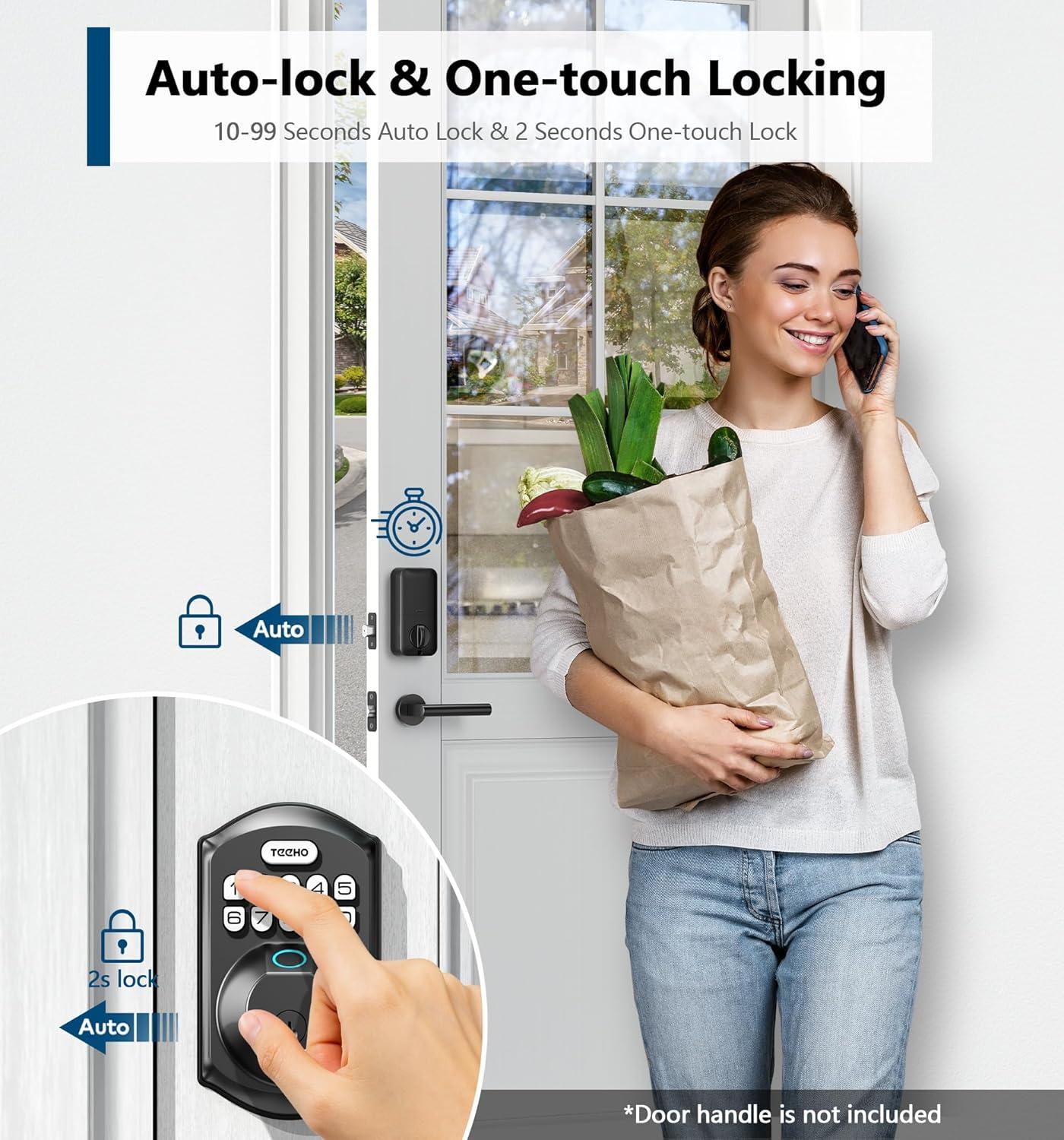 Matte Black Electronic Keypad Fingerprint Door Lock