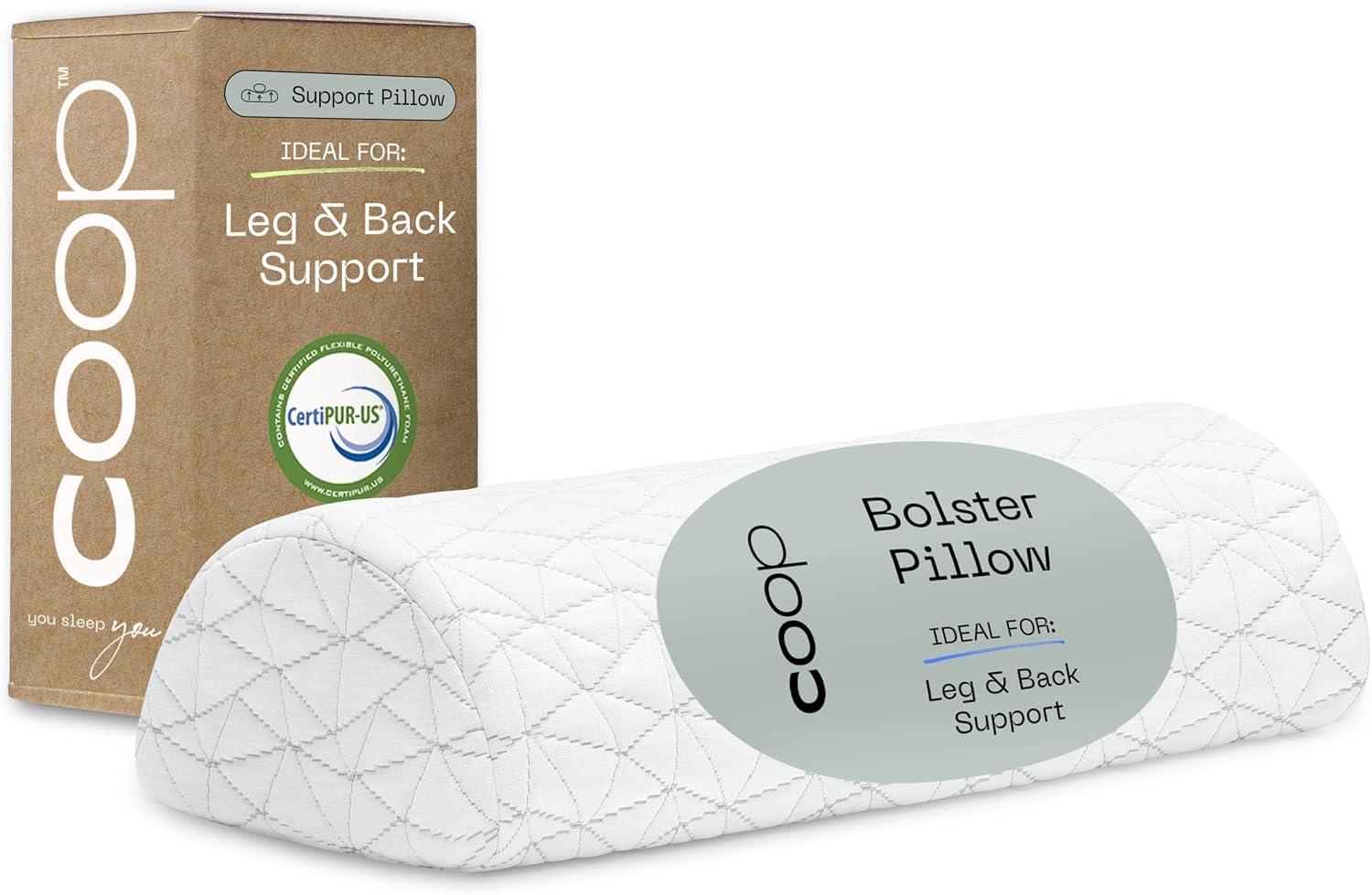 Coop Home Goods The Four Position Adjustable Support Pillow, Half-Moon Form with Insert, Memory Foam Knee, Lumbar Pillow - for Back & Pressure Points