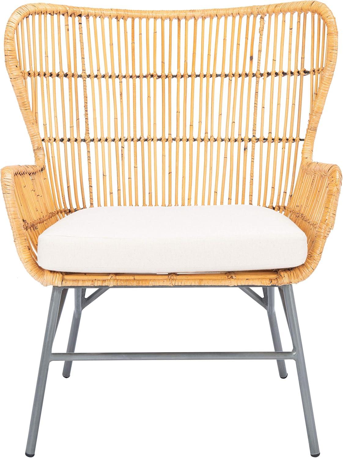 Lenu Rattan Accent Chair with Cushion  - Safavieh