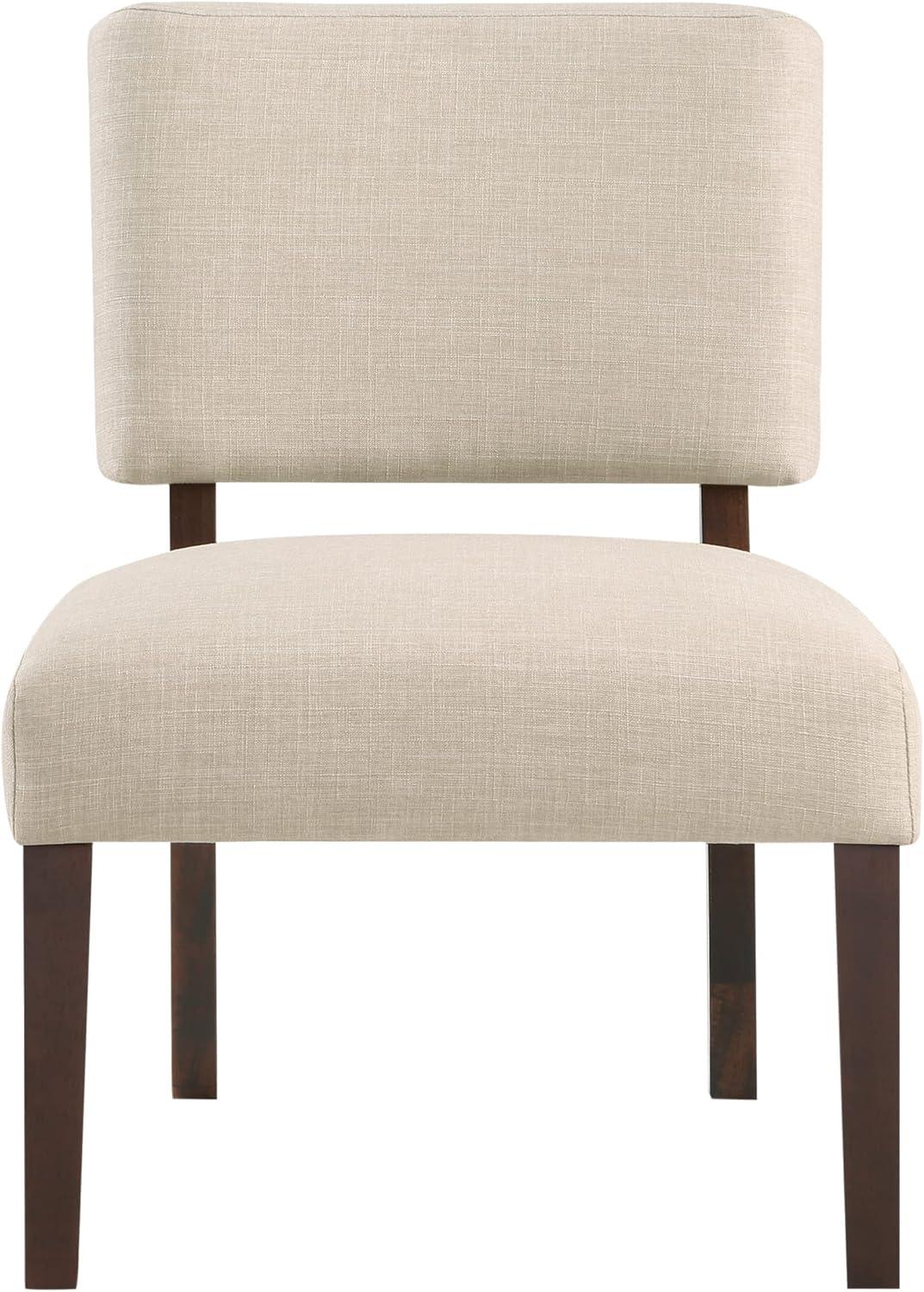 Jasmine Cream Fabric Side Chair with Espresso Wood Legs