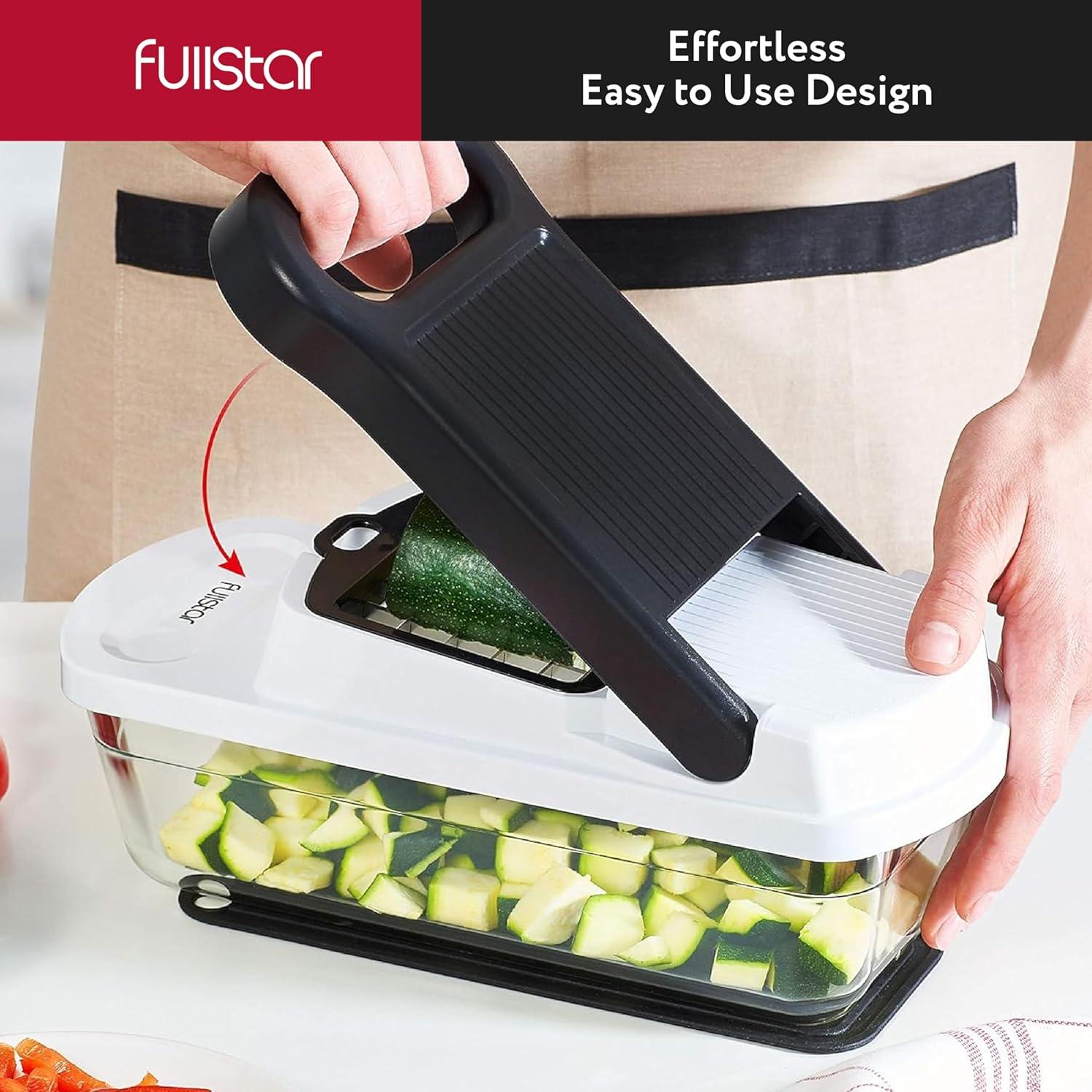 Fullstar - Vegetable Chopper, Food Chopper with Storage Container - 3 Blades, White