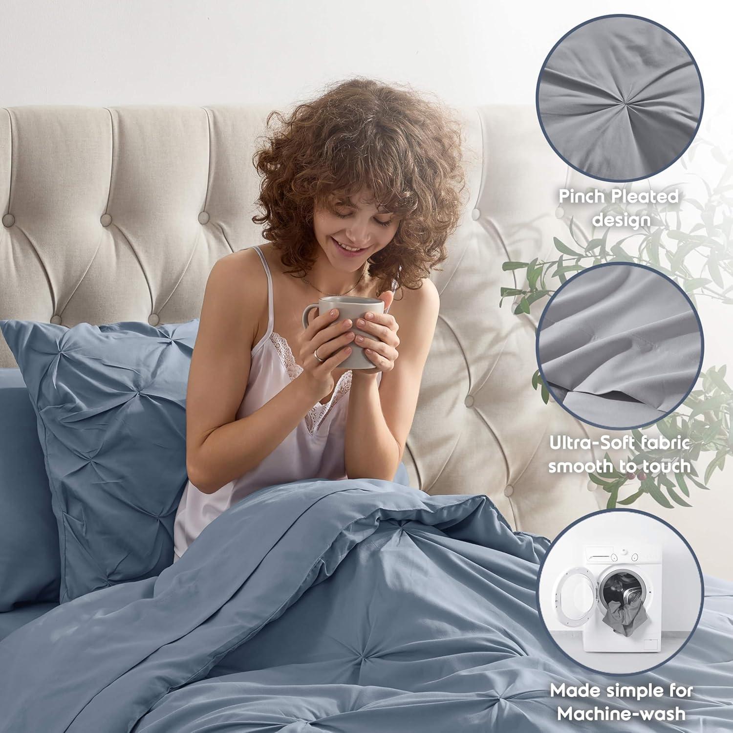 Nestl Bed-in-A-Bag Pleated Comforter Set with Bed Sheets