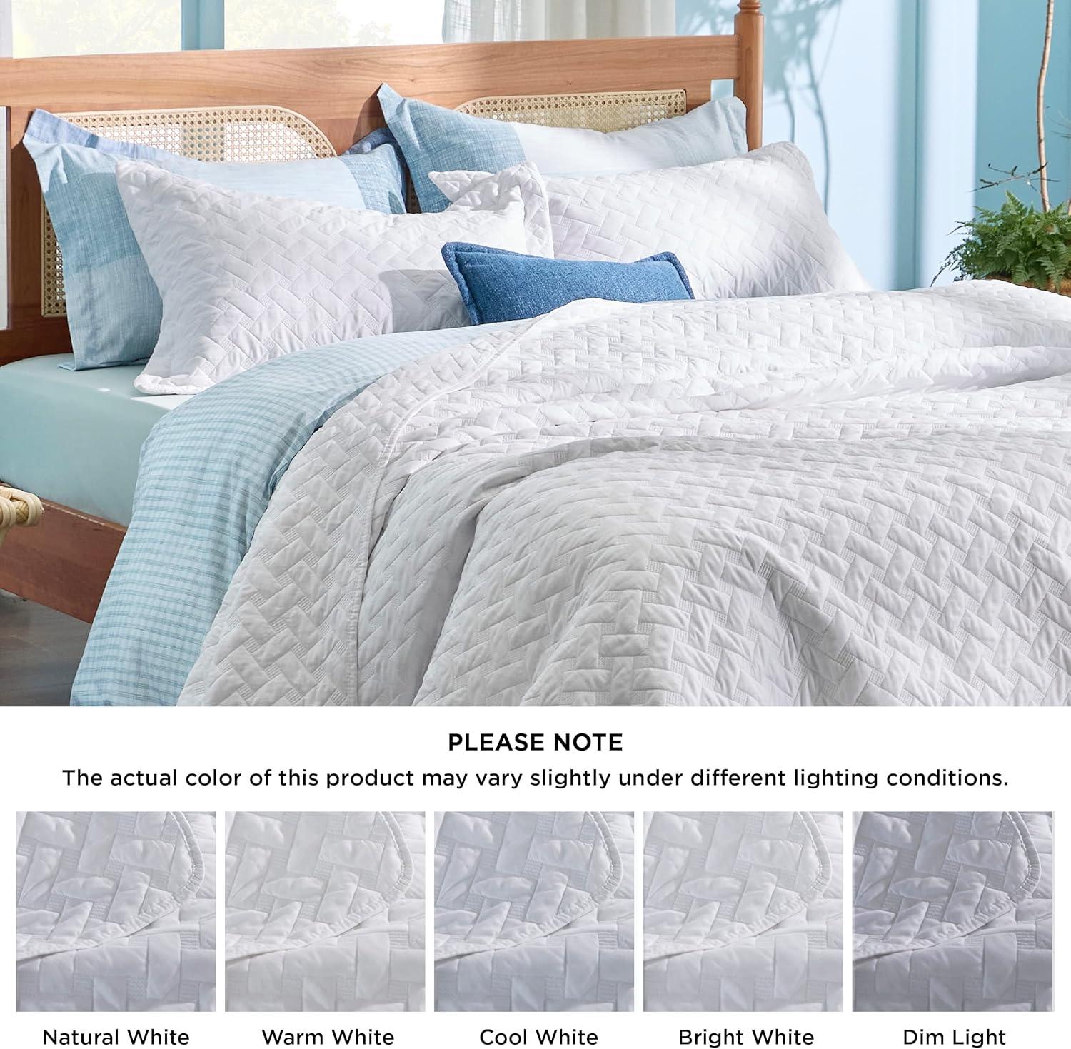Lightweight Spring Quilt Set Oversized King Size White Bedding Set for All Seasons - Bedsure