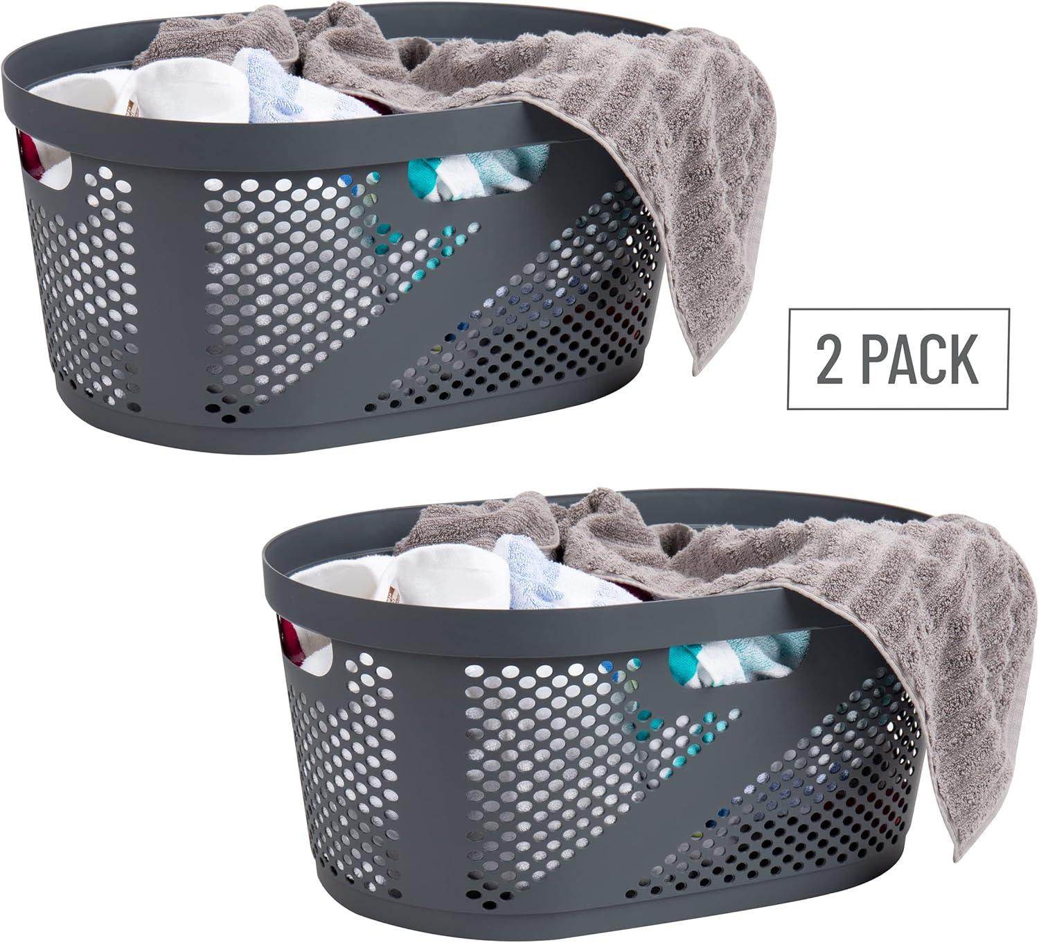 Mind Reader Mind Reader 40L Laundry Basket, Clothes Hamper, Ventilated, Plastic, 23"L x 14.5"W x 10.5"H, 2 Pack (Set of 2)