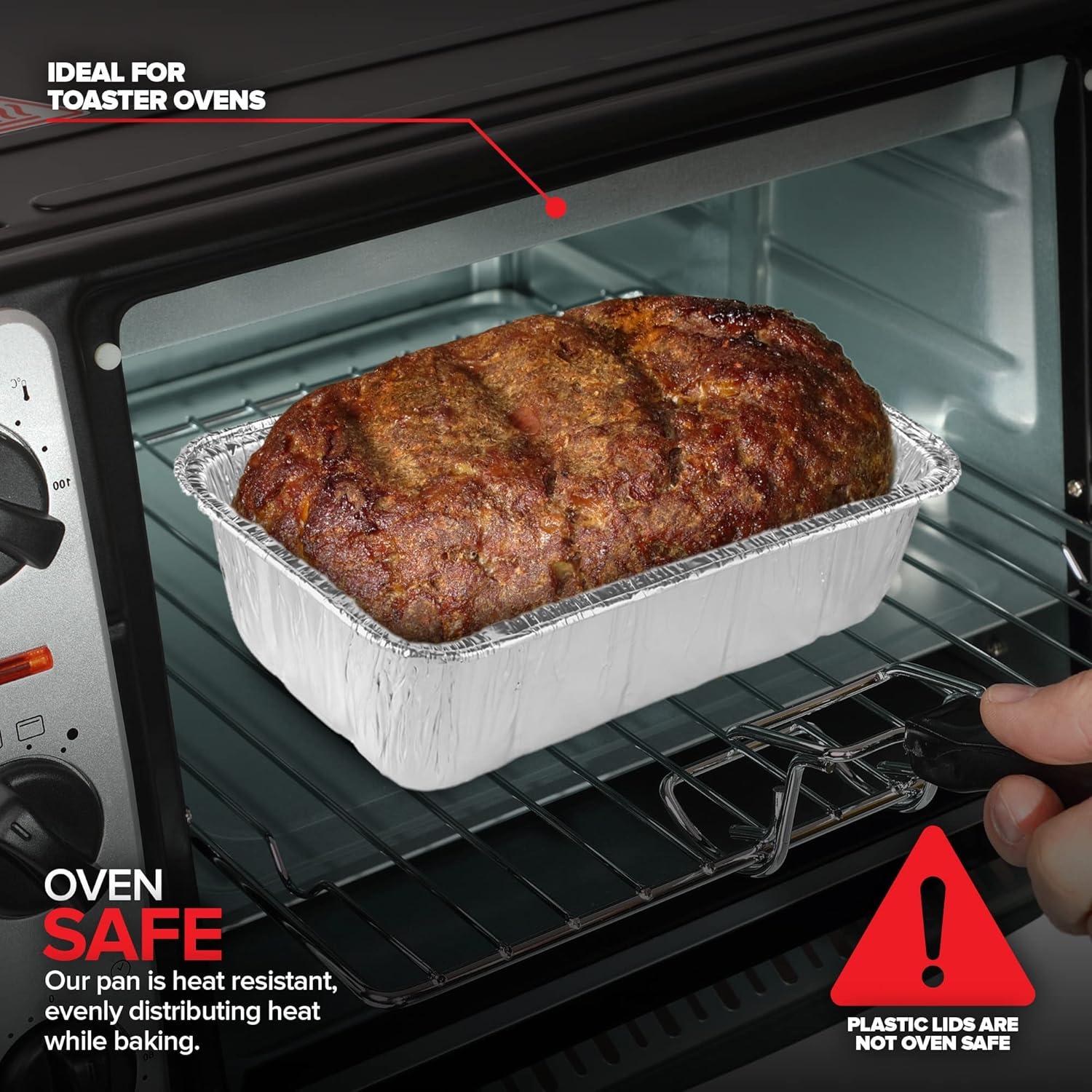 Juvale 50 Pack Disposable Aluminum Loaf Pans with Lids, 22oz Tins for Baking, Heating, Storing, 8.5 x 2.5 x 4.5 In