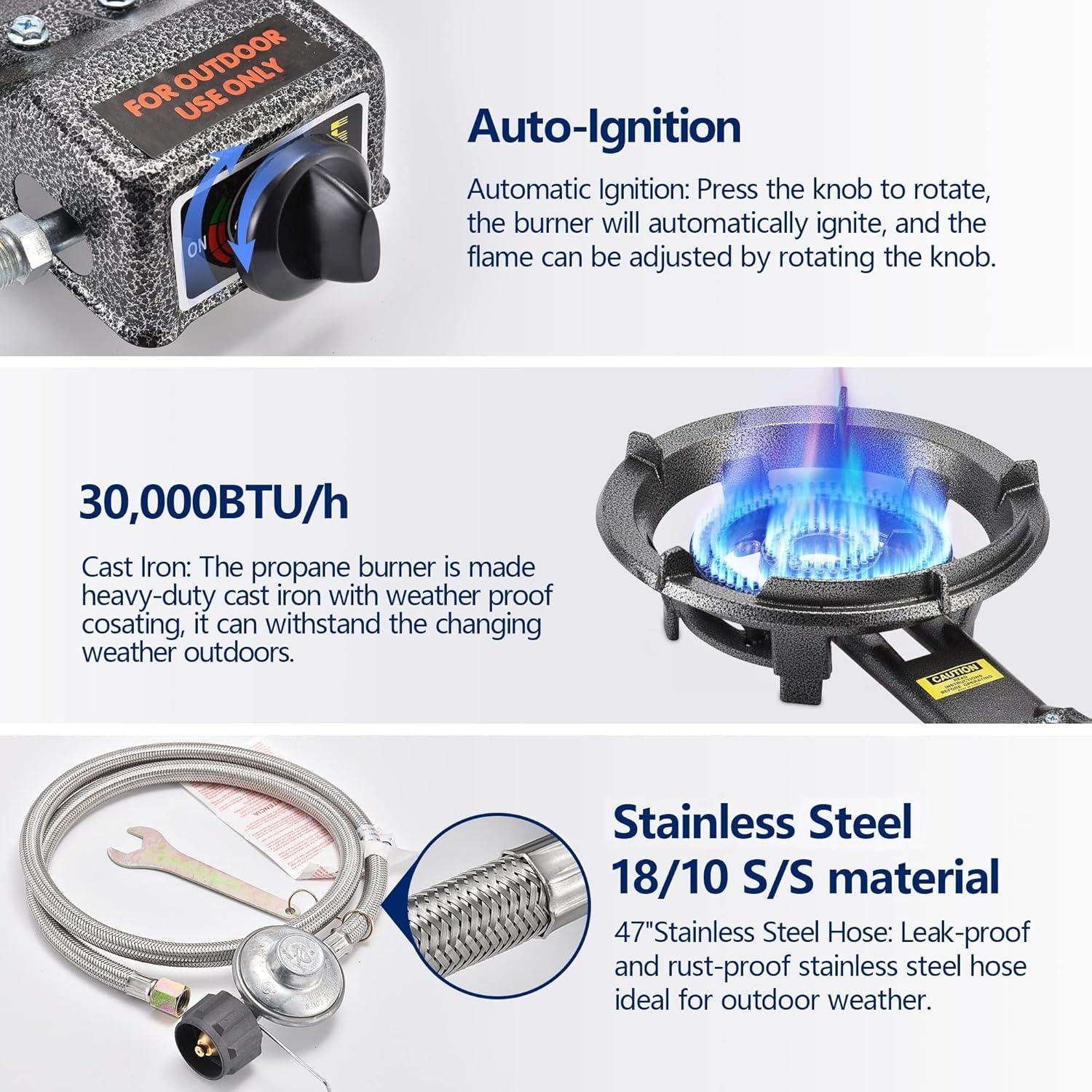 ARC 23" Stainless Steel Concave Comal Set, 30,000 BTU Propane Burner and Stand, Discada Disc Cooker.